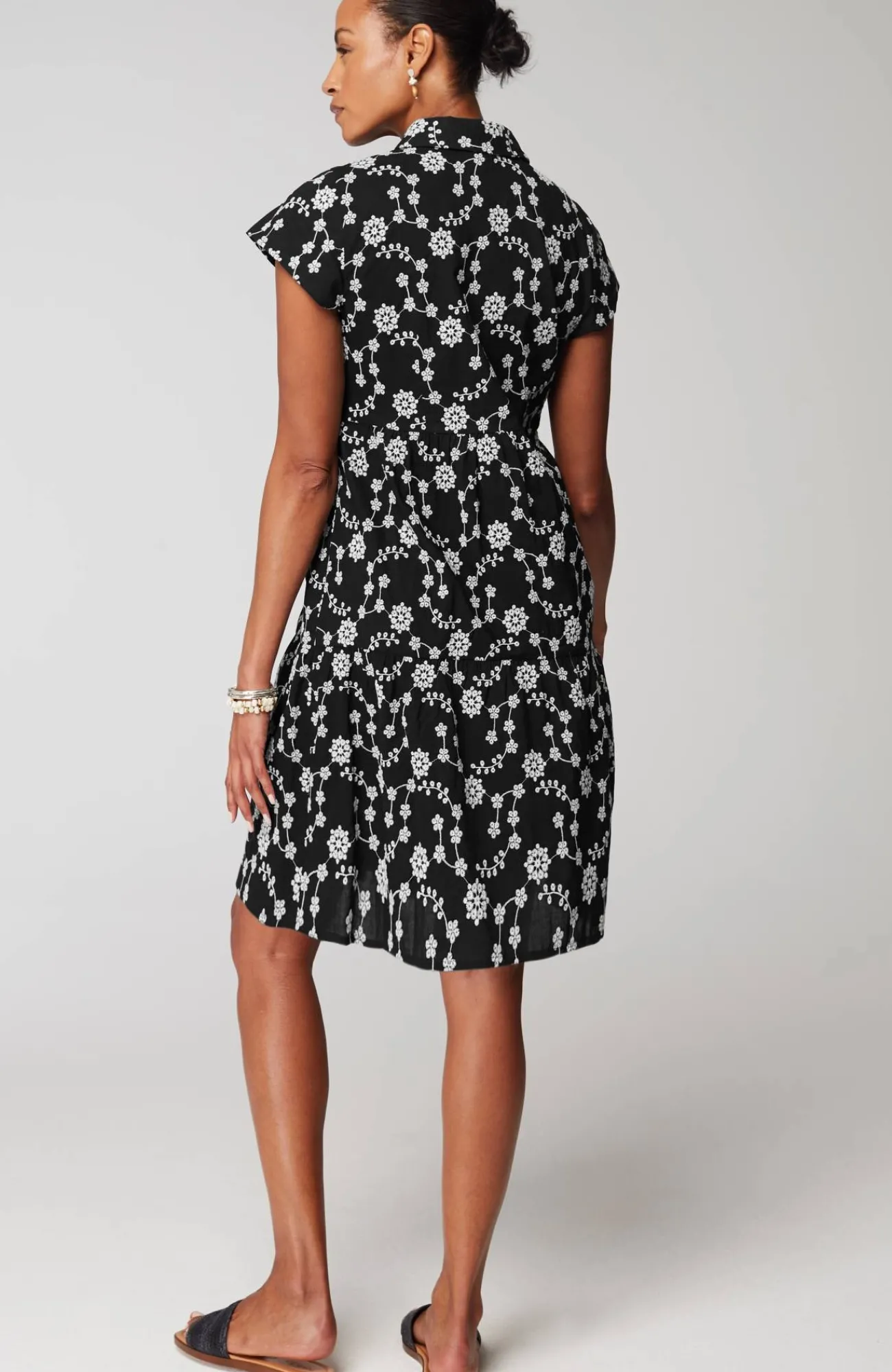 J.Jill Tiered Embroidery Shirtdress Black/white Shop
