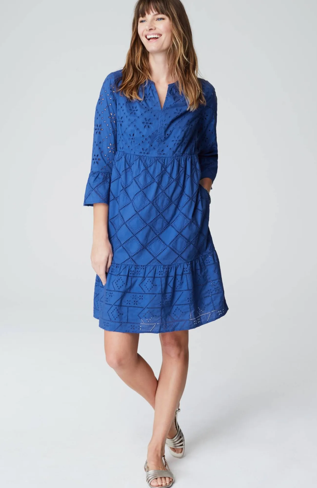 J.Jill Tiered Eyelet Dress Amalfi Coast Hot