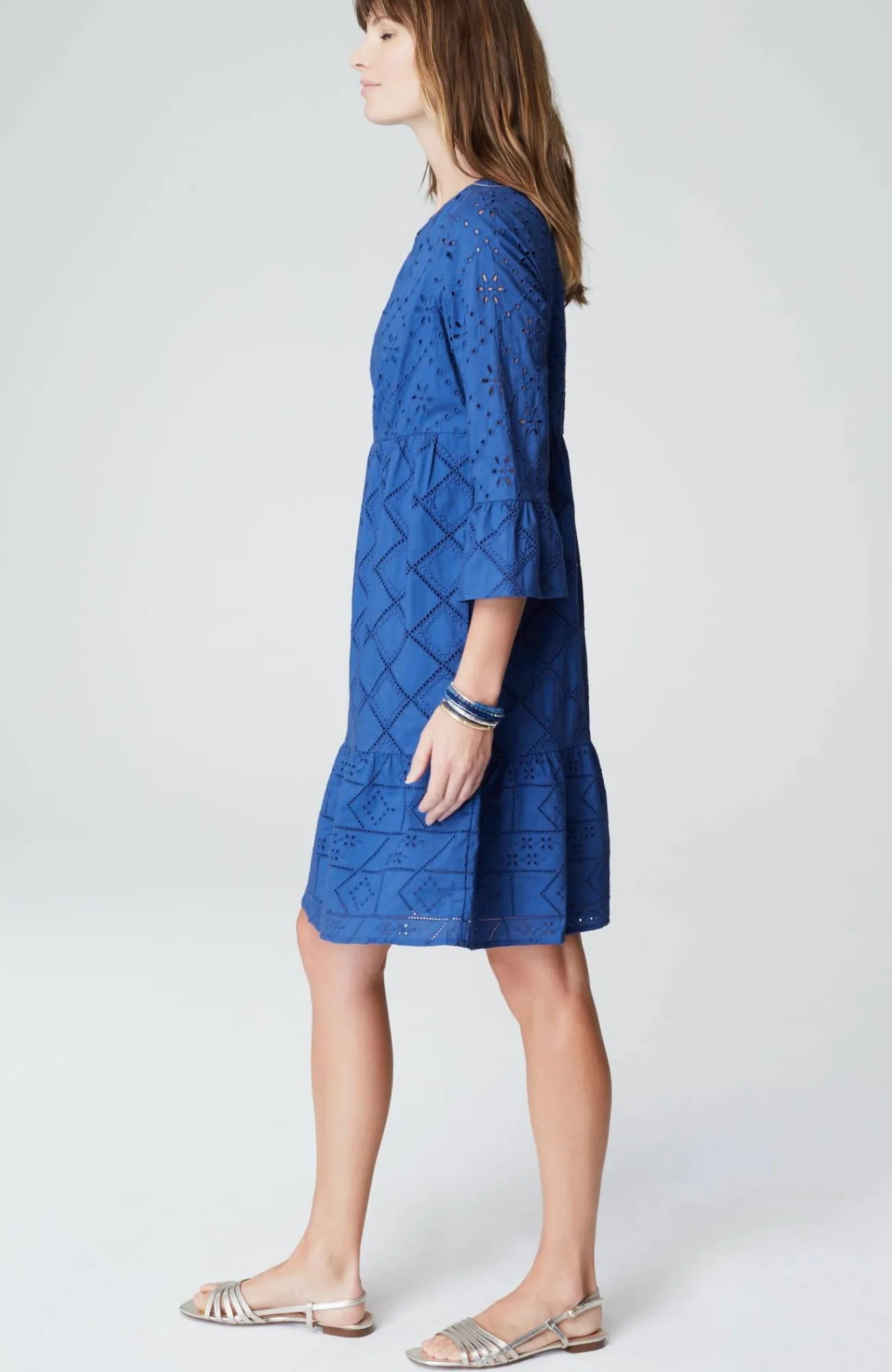 J.Jill Tiered Eyelet Dress Amalfi Coast Hot