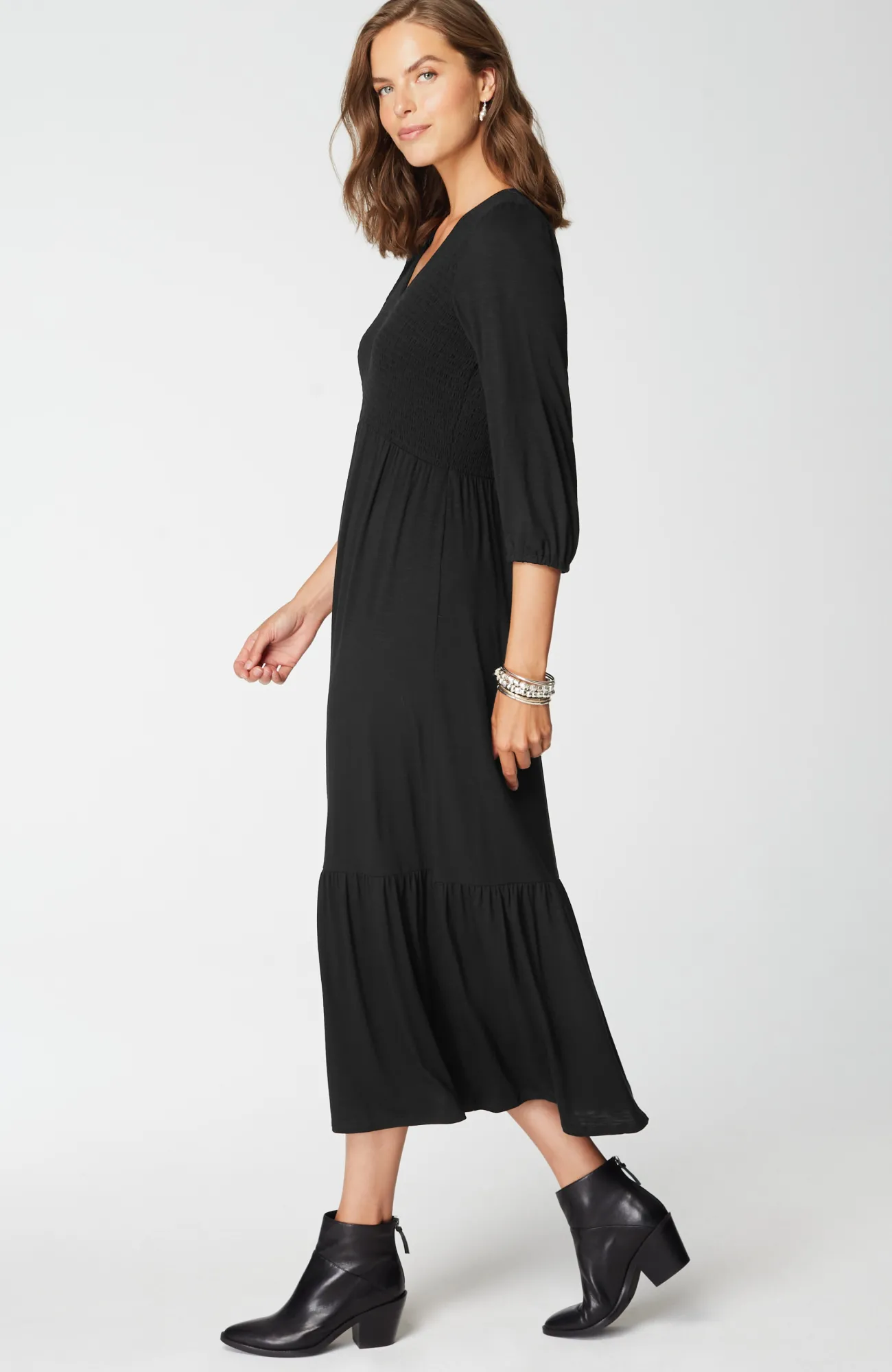 J.Jill Tiered Flounced-Hem Midi Dress Best Sale