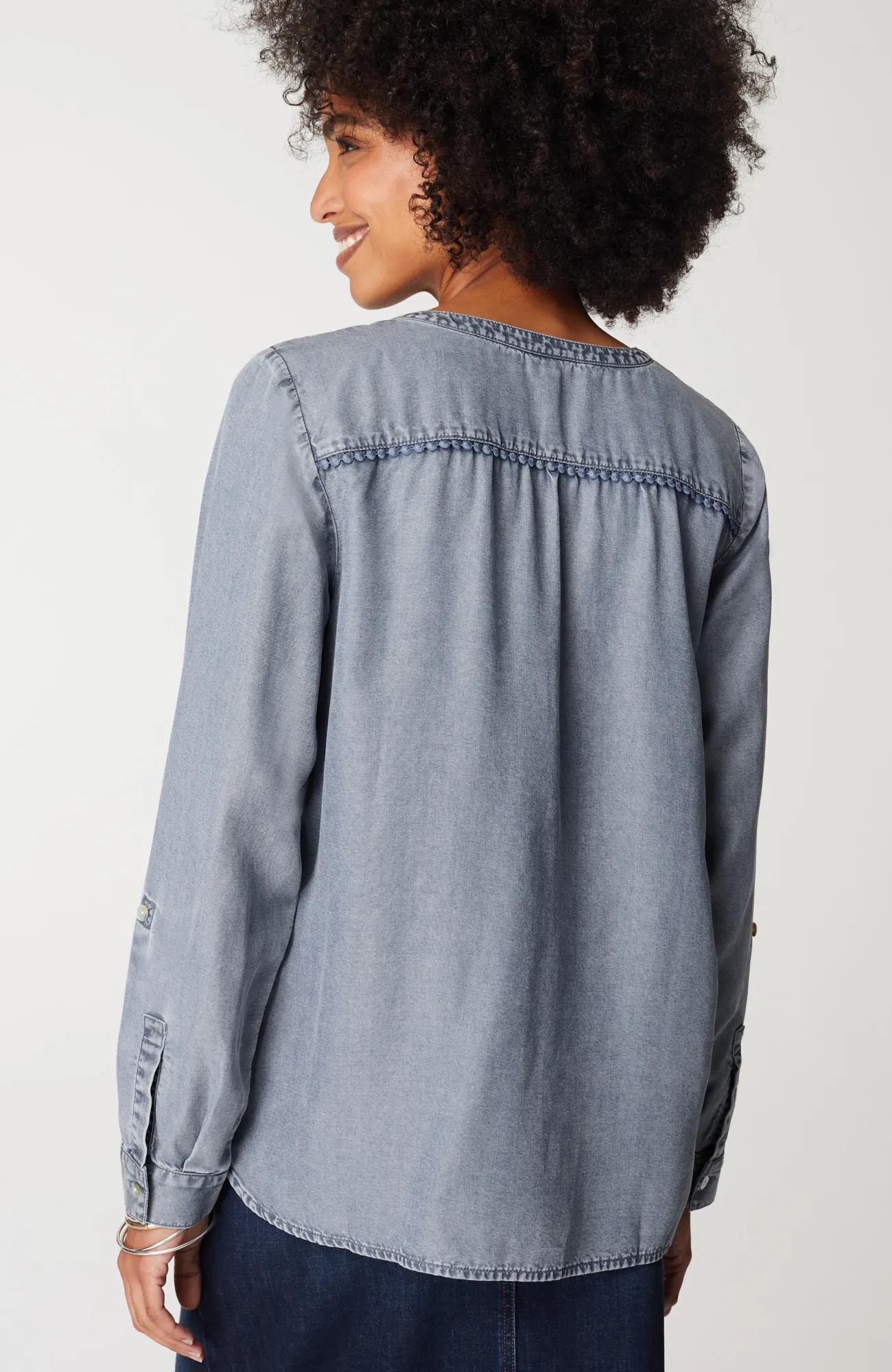 J.Jill Trimmed Indigo Top Vail Wash Sale