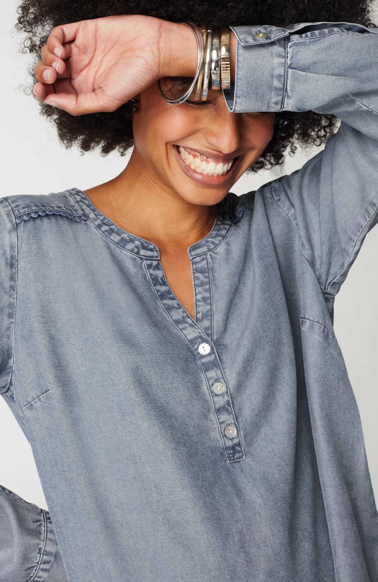 J.Jill Trimmed Indigo Top Vail Wash Sale