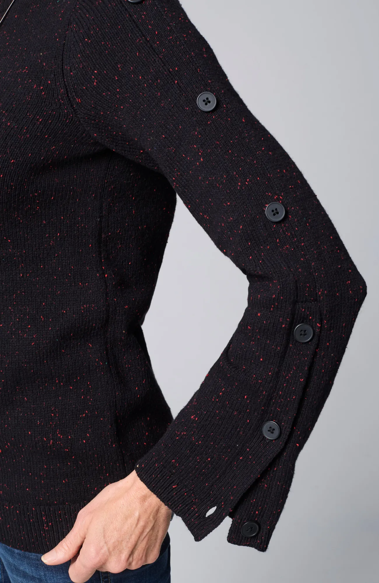 J.Jill Tweed Buttoned-Sleeve Sweater Fashion