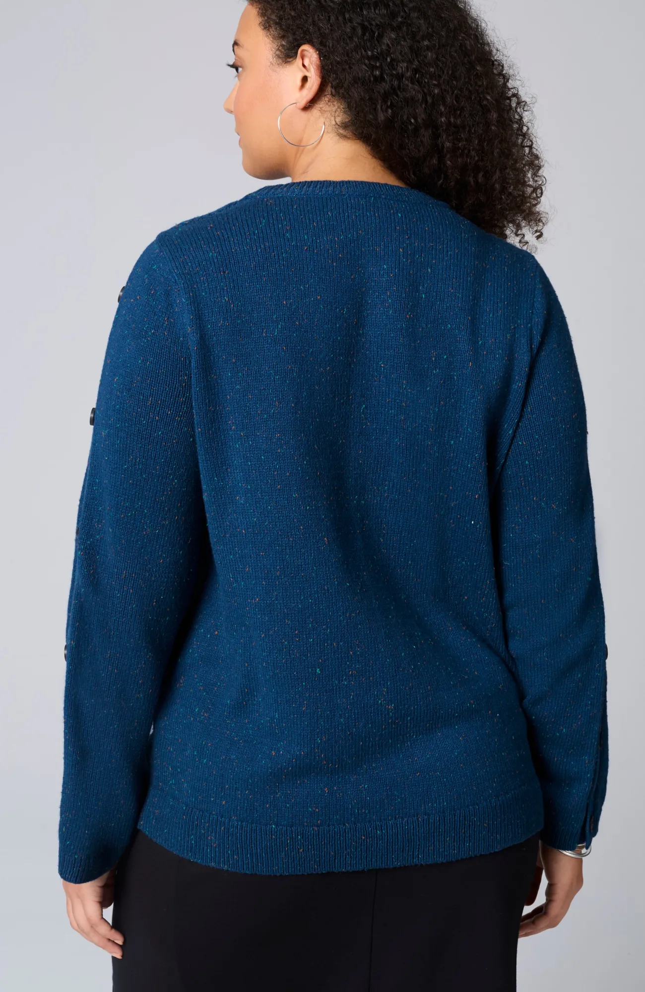 J.Jill Tweed Buttoned-Sleeve Sweater Fashion