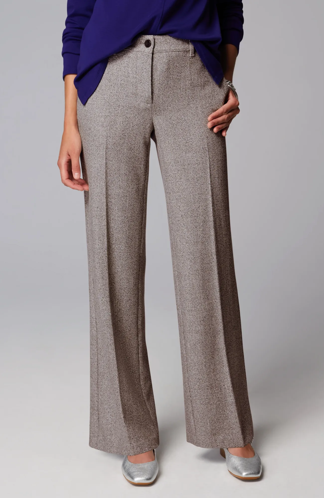 J.Jill Tweed Wide-Leg Trousers Black Multi Clearance