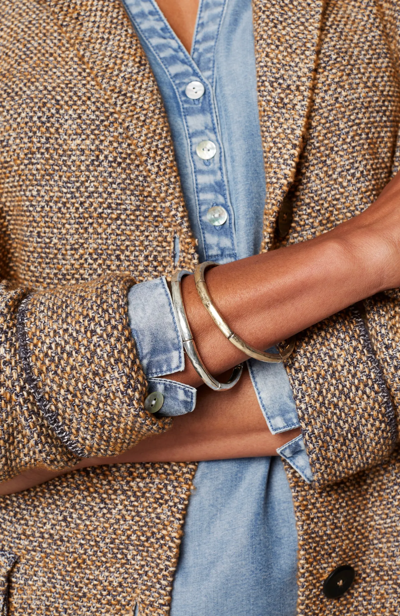 J.Jill Tweed-Textured Sweater-Jacket Maple Sugar Multi Online