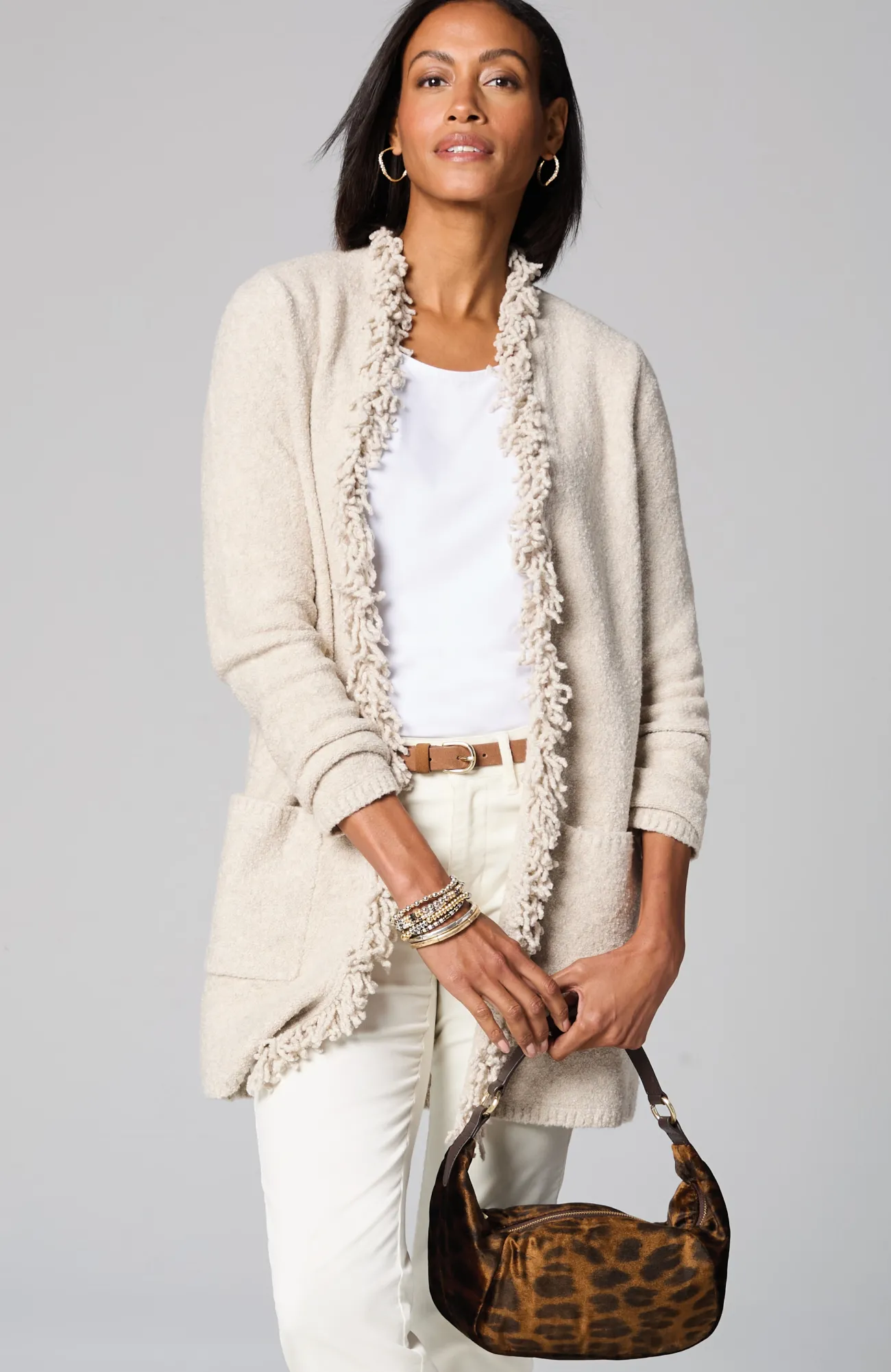 J.Jill Velvet Leopard-Printed Bag Neutral Multi Sale