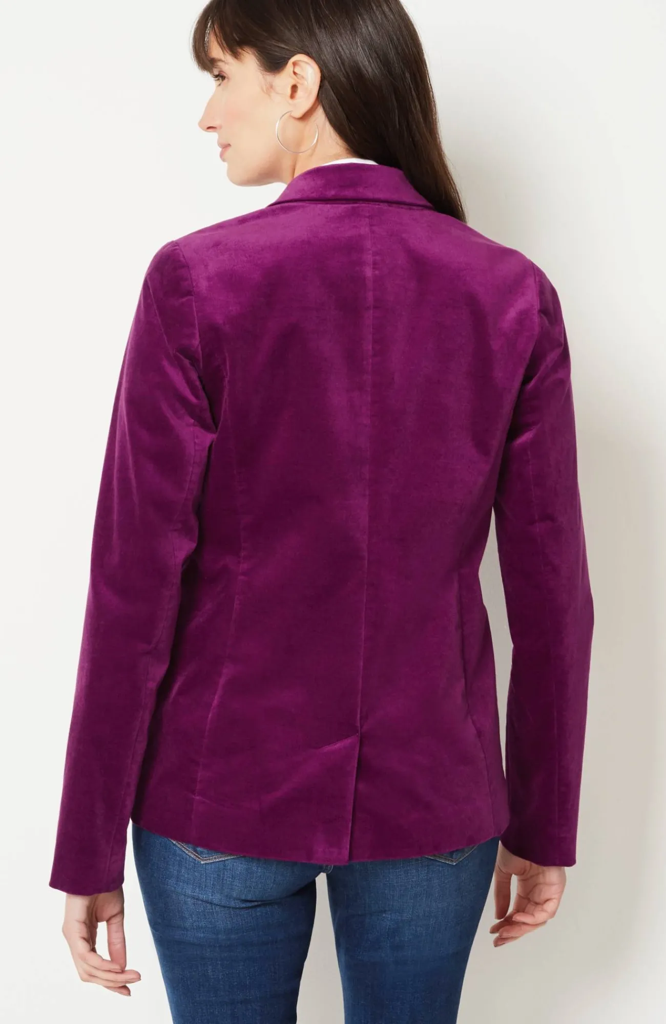 J.Jill Velveteen Stretch Curved-Hem Blazer Sugar Beet New