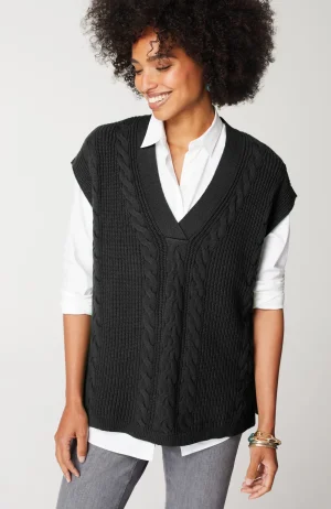 J.Jill V-Neck Cable Vest Peacock Blue Sale