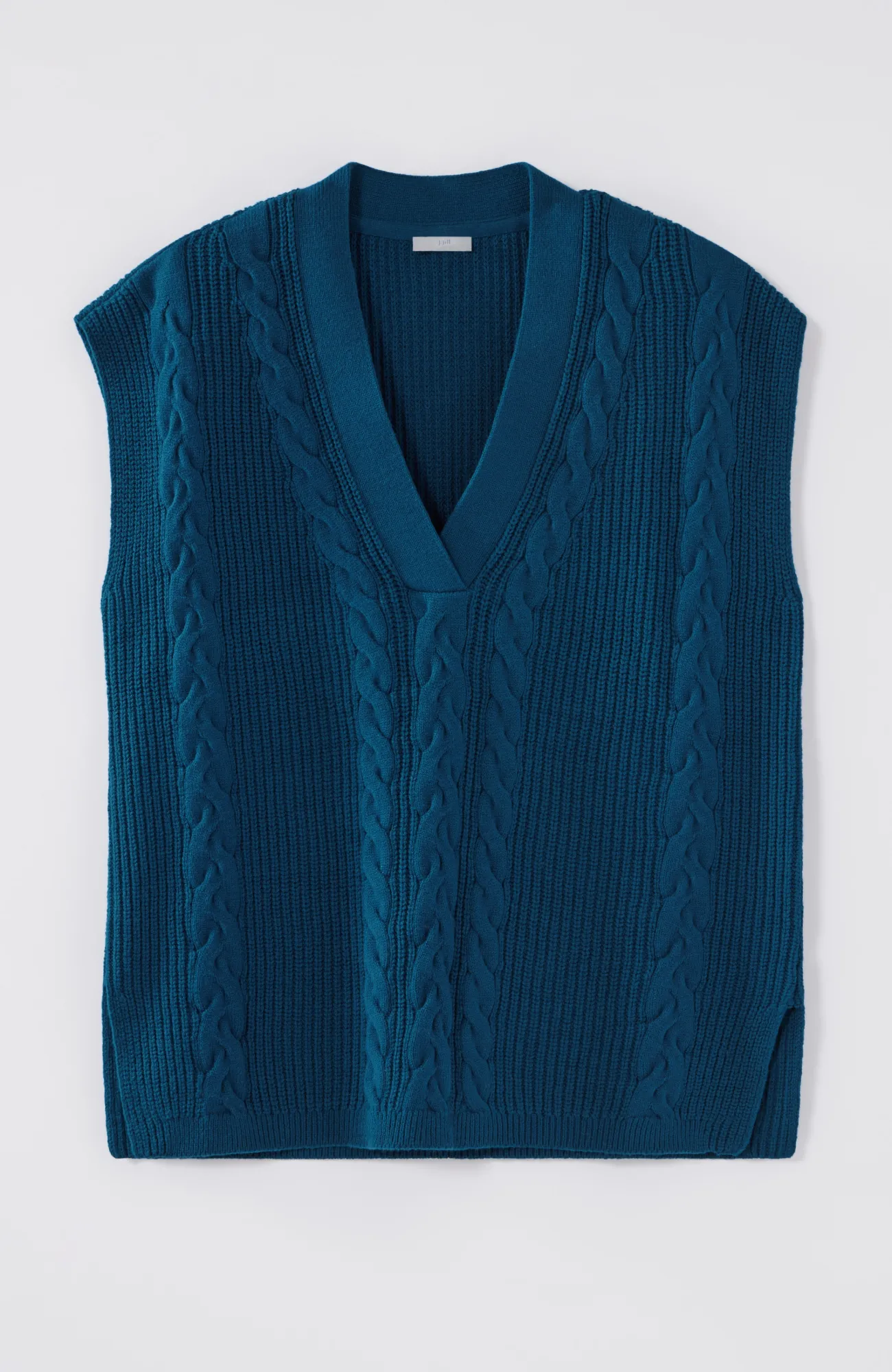 J.Jill V-Neck Cable Vest Peacock Blue Sale