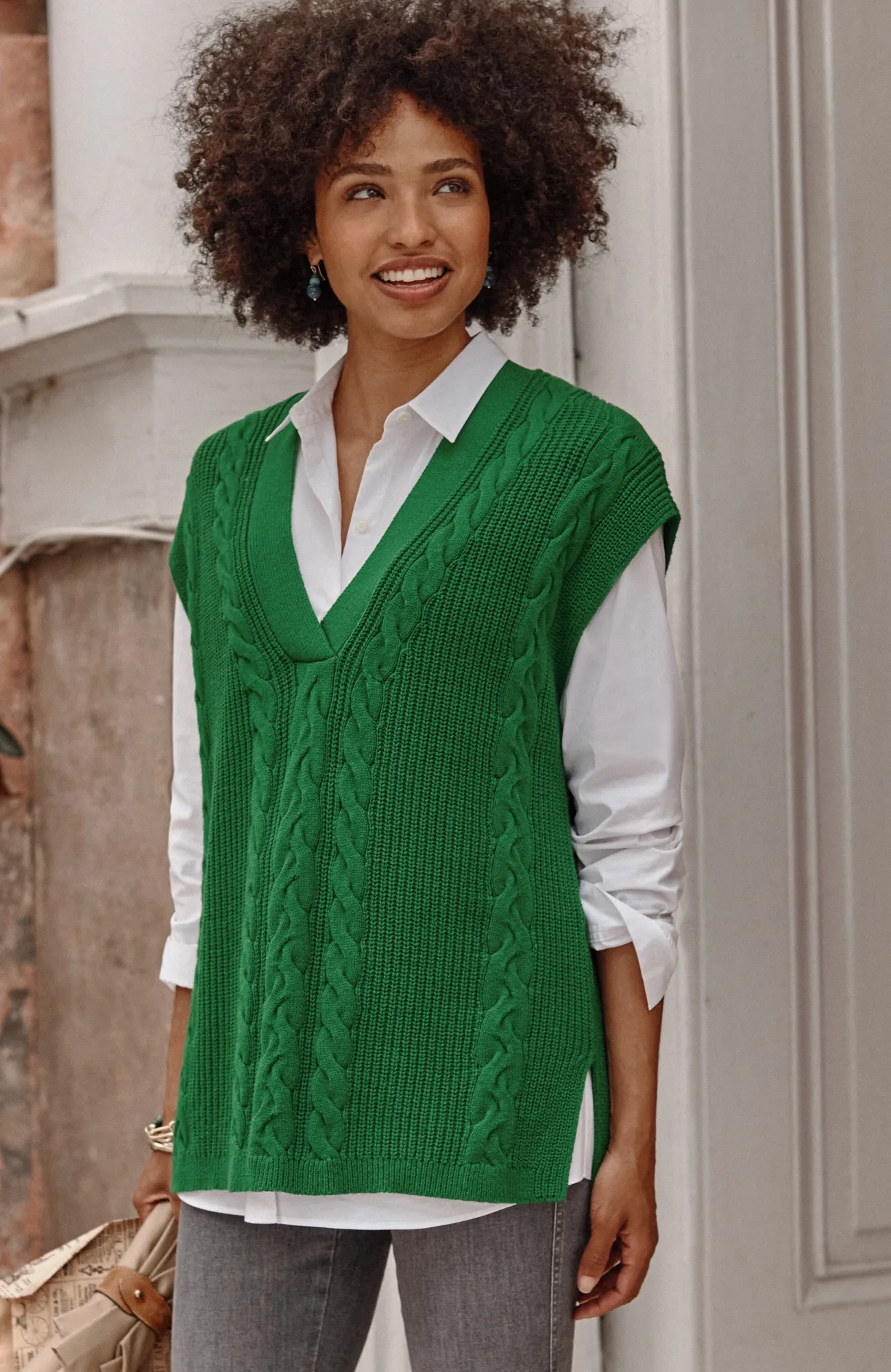 J.Jill V-Neck Cable Vest Peacock Blue Sale