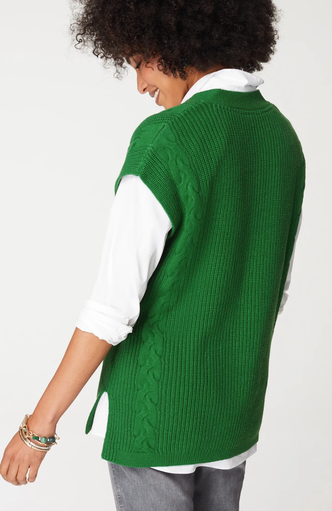 J.Jill V-Neck Cable Vest Peacock Blue Sale