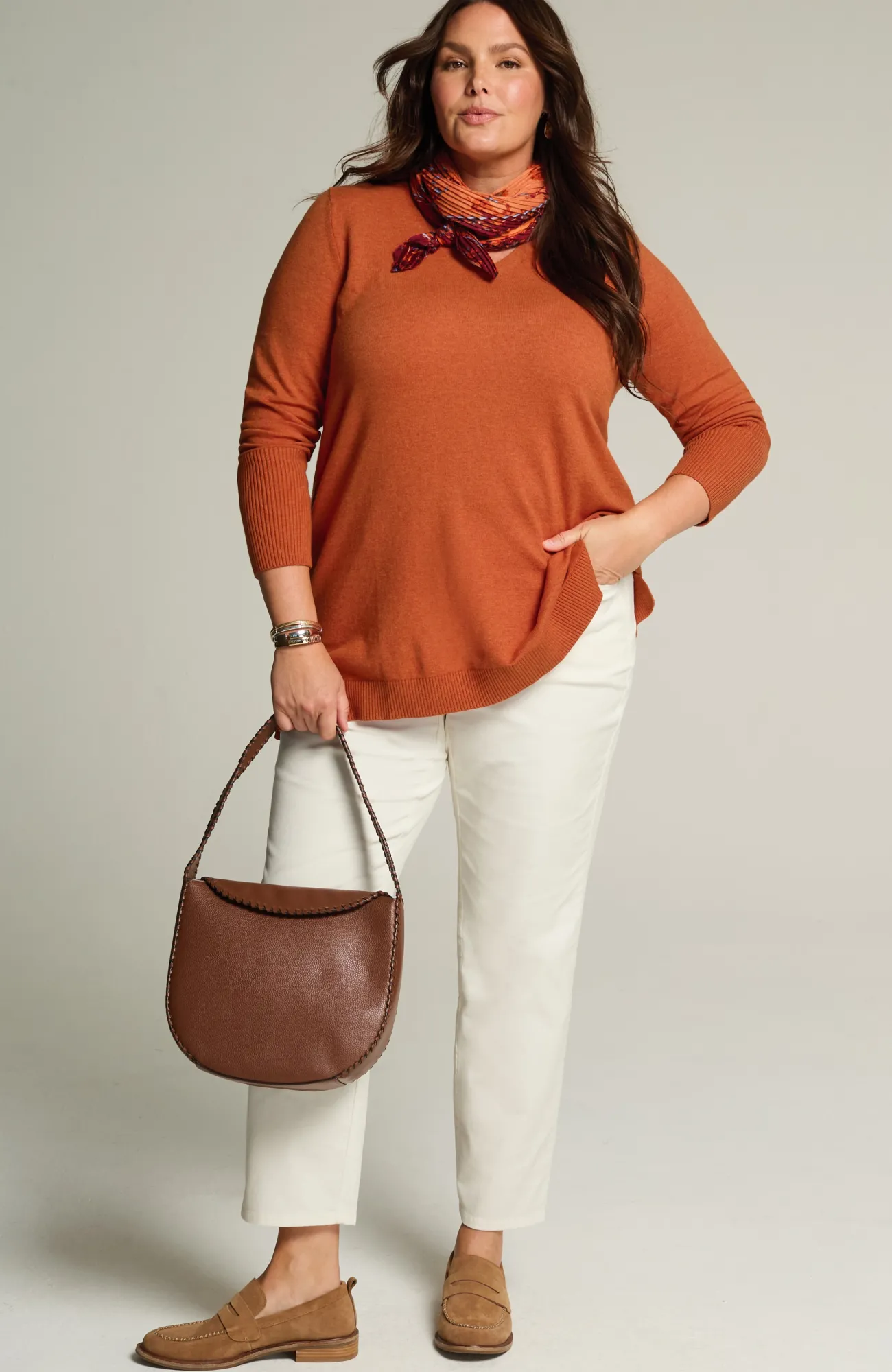 J.Jill V-Neck Sweater Tunic Tamarind Heather Discount