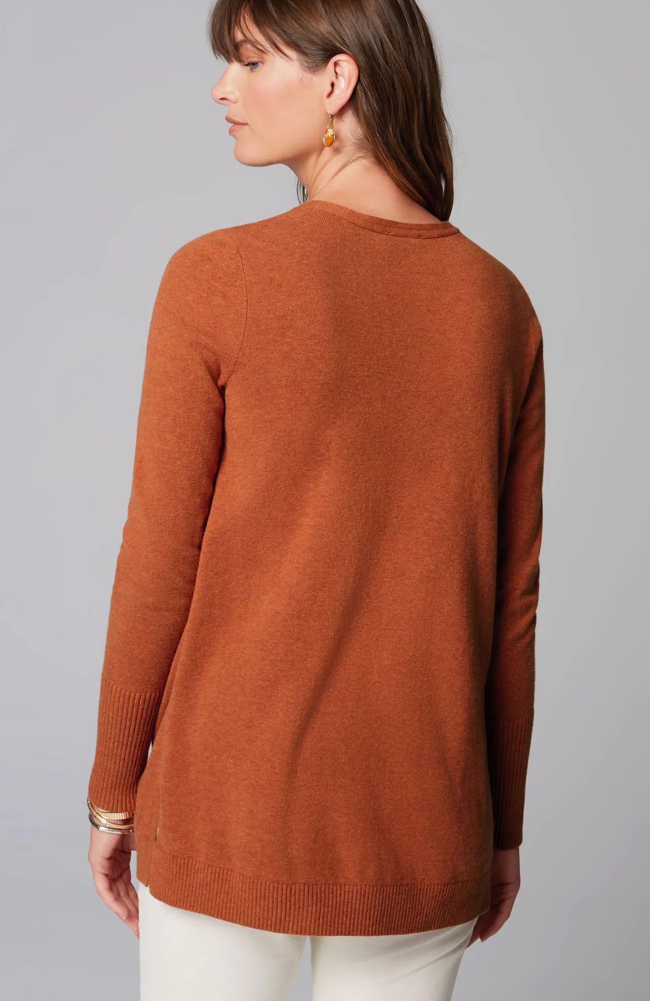 J.Jill V-Neck Sweater Tunic Tamarind Heather Discount