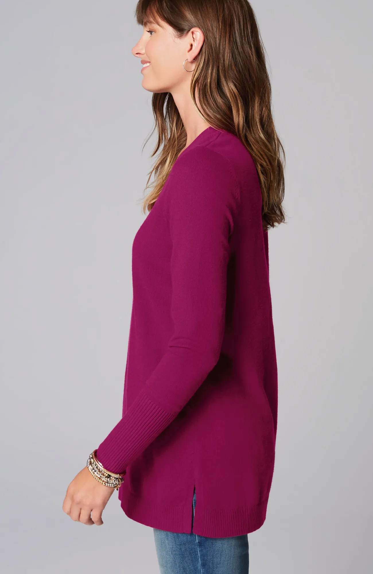 J.Jill V-Neck Sweater Tunic Tamarind Heather Discount