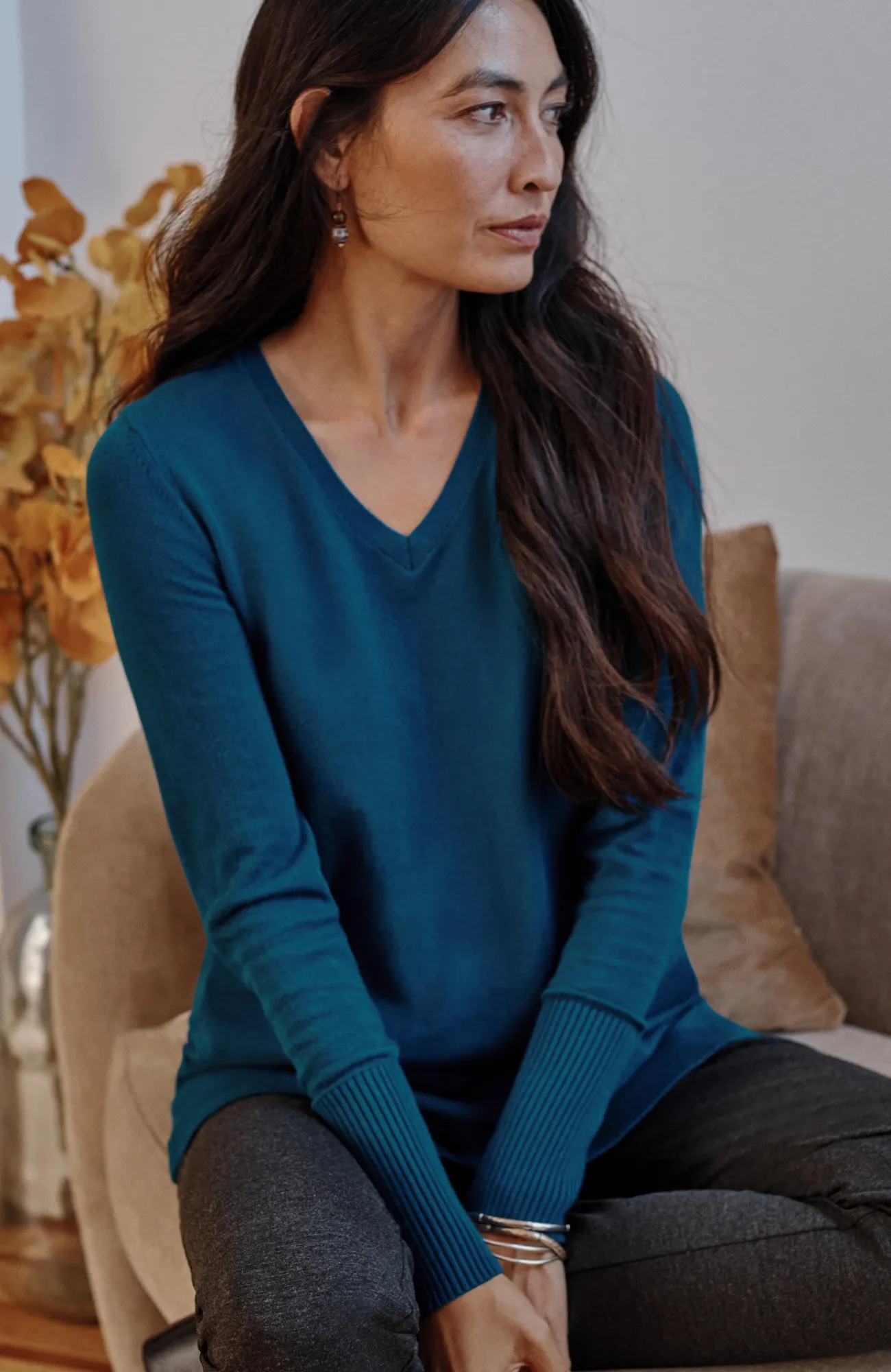 J.Jill V-Neck Sweater Tunic Tamarind Heather Discount