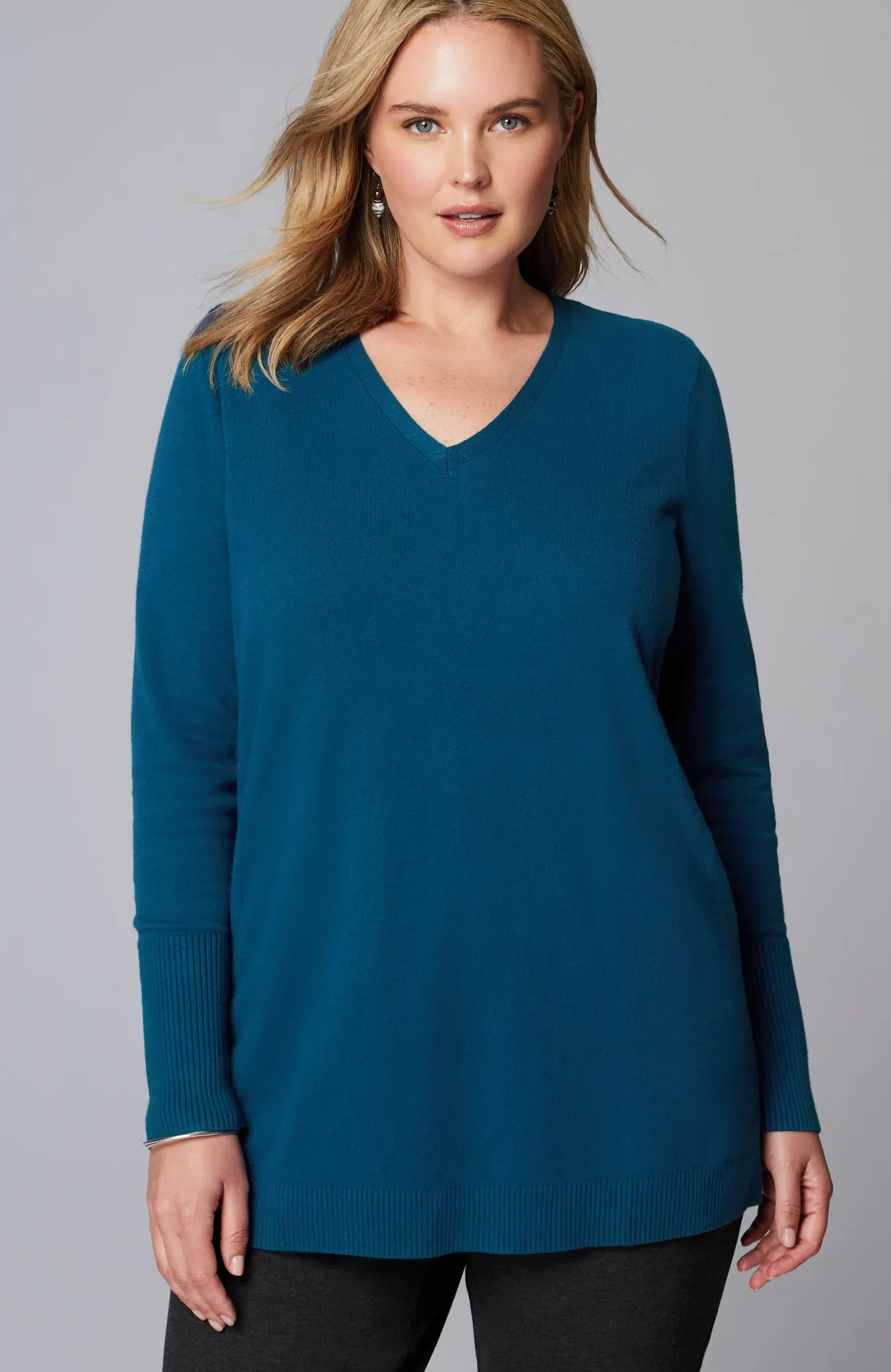 J.Jill V-Neck Sweater Tunic Tamarind Heather Discount