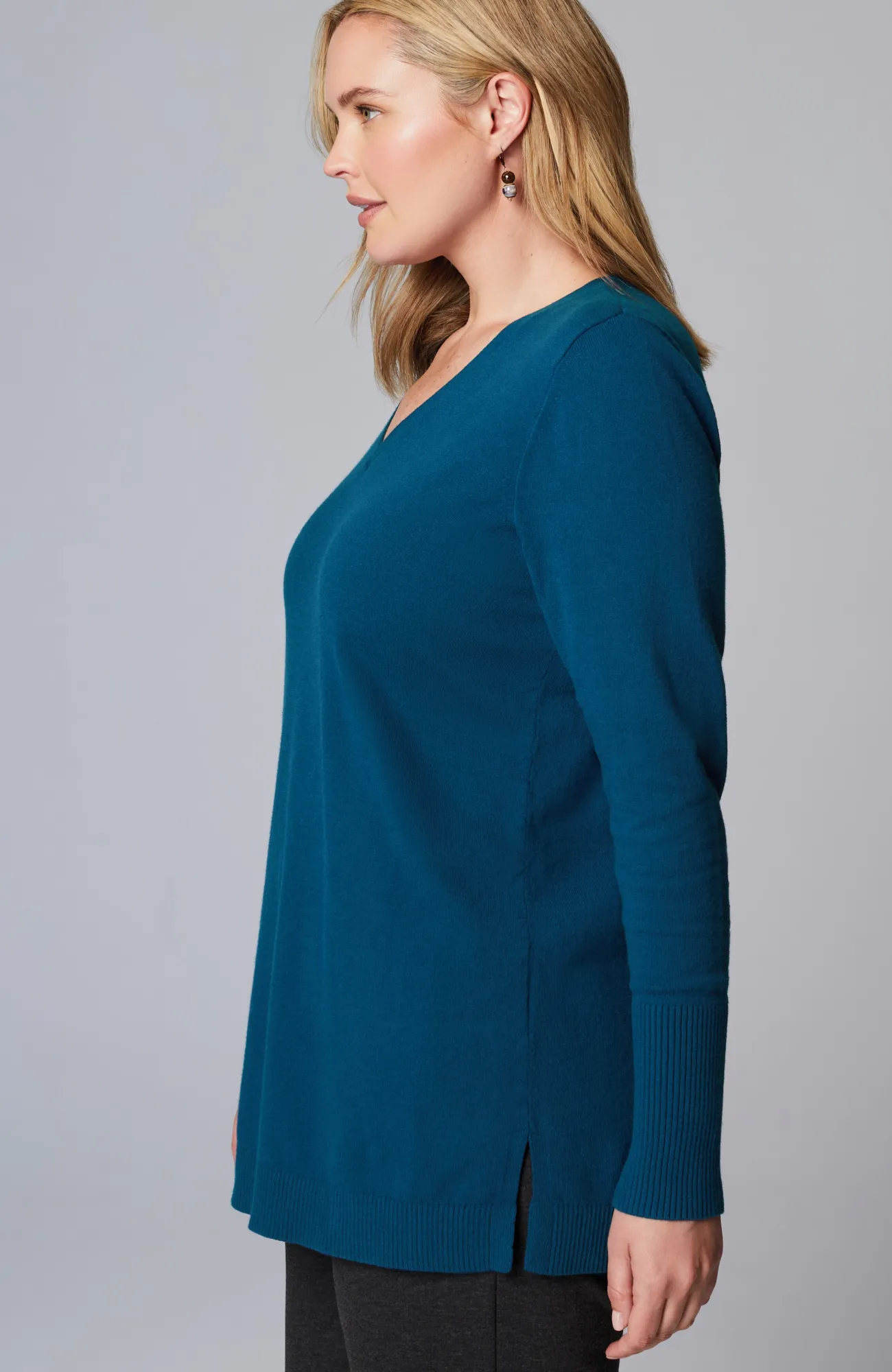 J.Jill V-Neck Sweater Tunic Tamarind Heather Discount