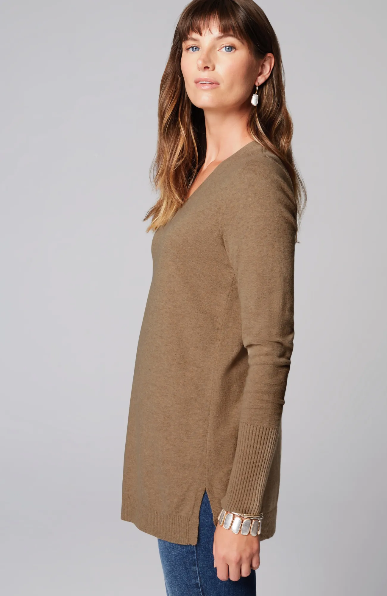 J.Jill V-Neck Sweater Tunic Tamarind Heather Discount