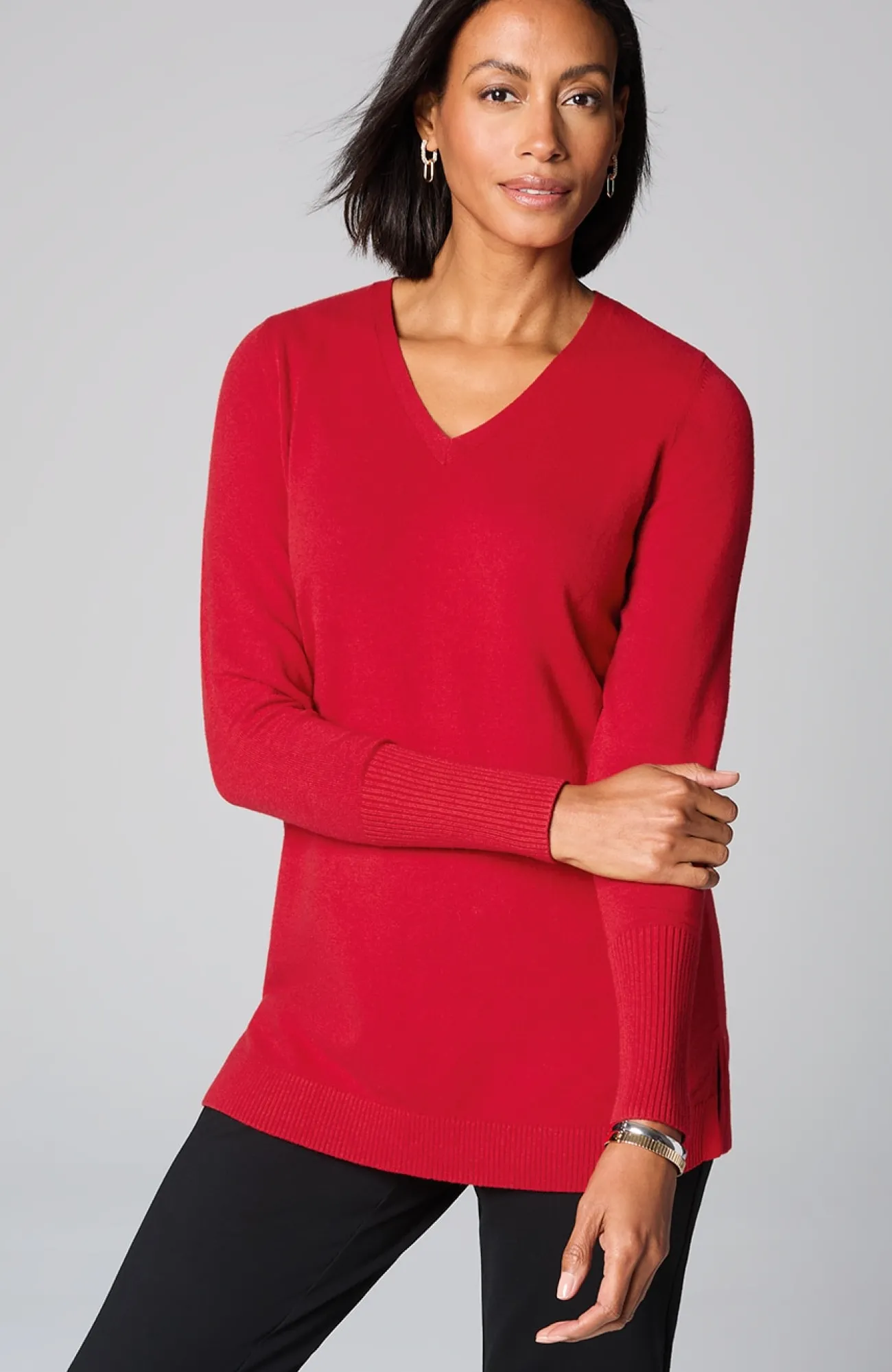 J.Jill V-Neck Sweater Tunic Tamarind Heather Discount