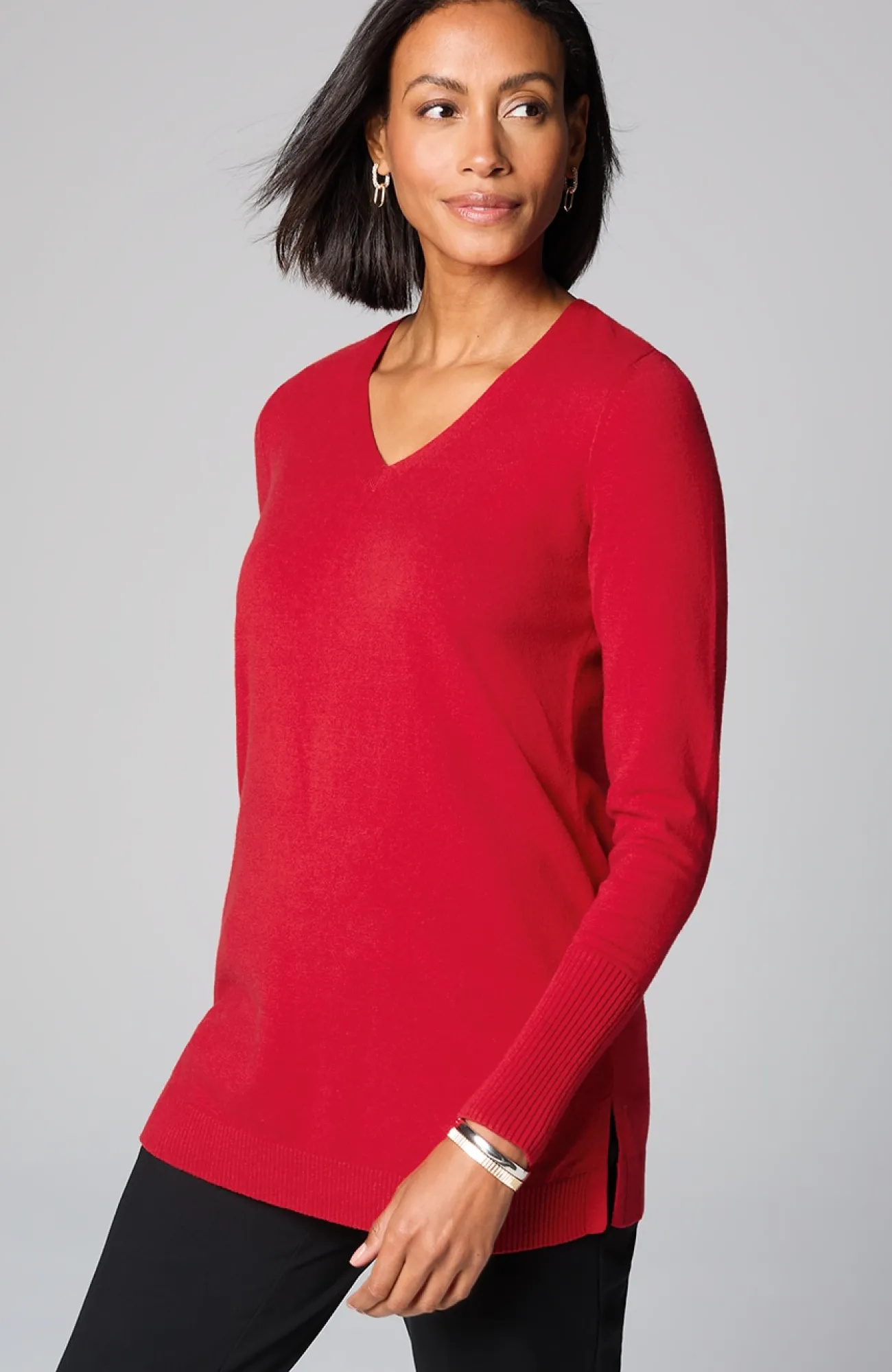 J.Jill V-Neck Sweater Tunic Tamarind Heather Discount