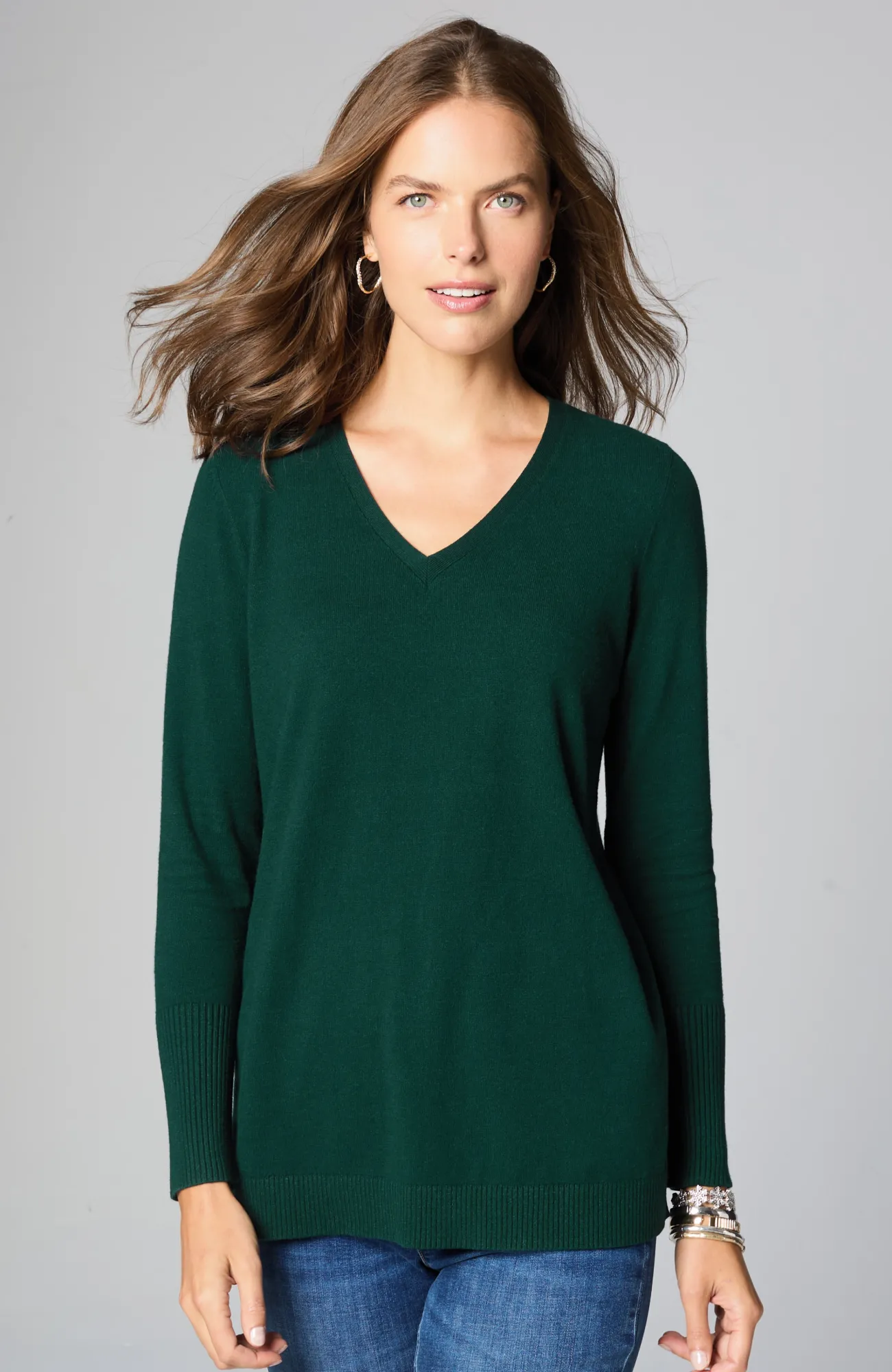 J.Jill V-Neck Sweater Tunic Tamarind Heather Discount