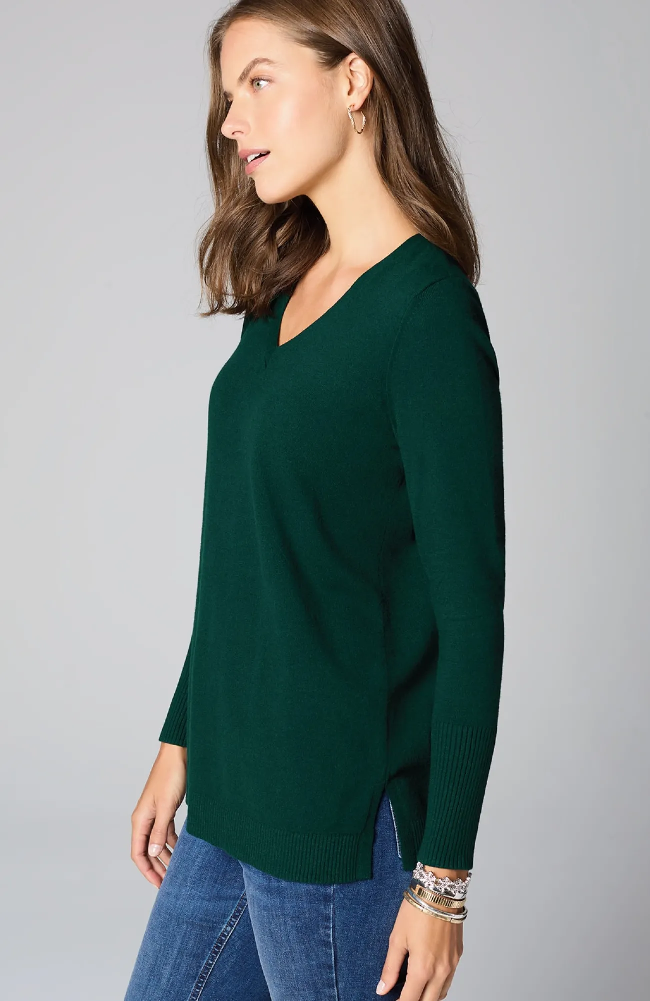 J.Jill V-Neck Sweater Tunic Tamarind Heather Discount