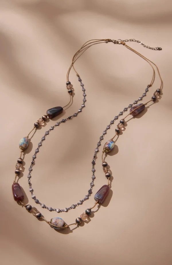 J.Jill Walk-In-The-Park Double-Strand Necklace Neutral Multi Cheap