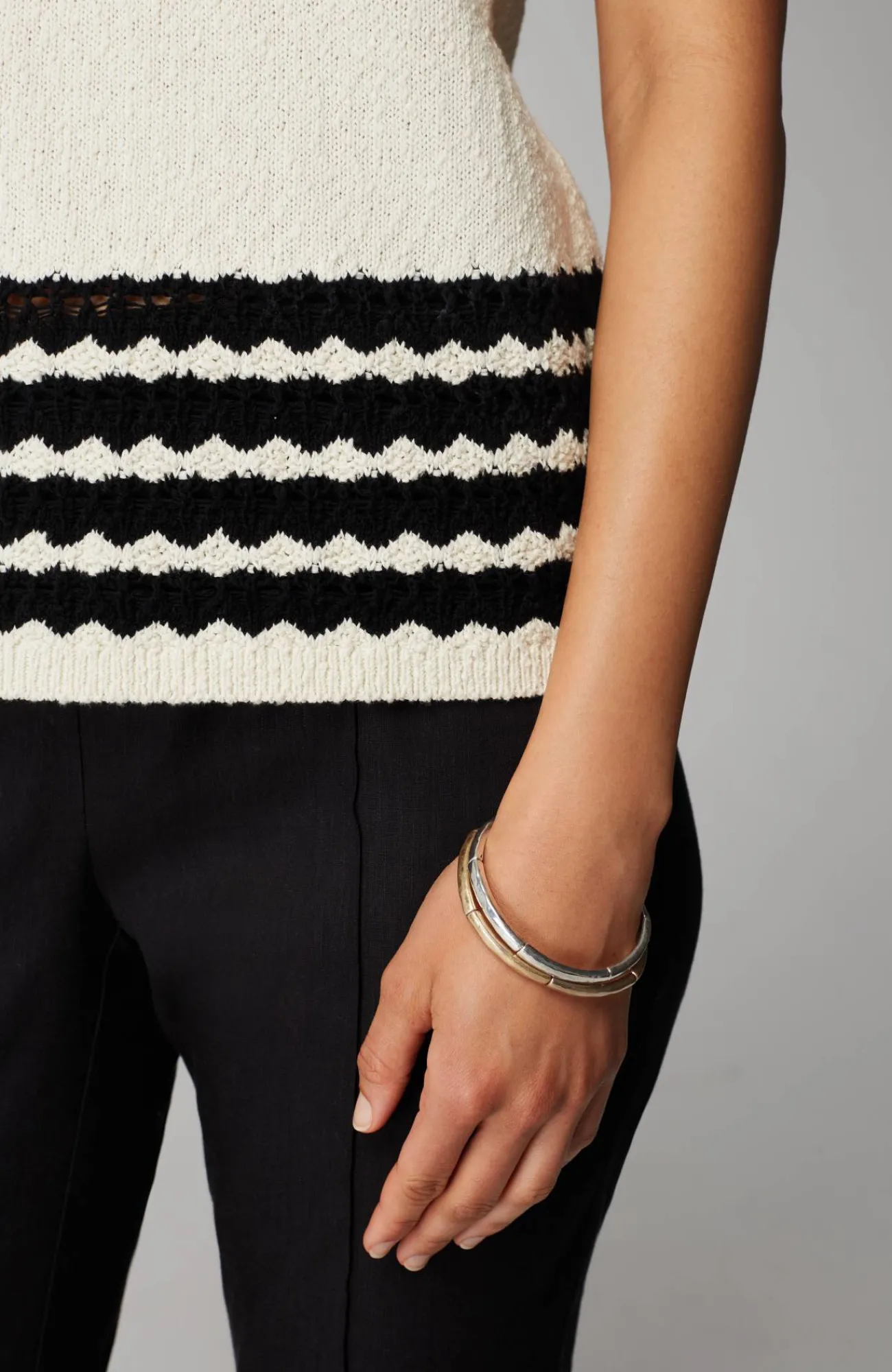 J.Jill Wavy-Stripes Textured Sweater Barley/black Discount
