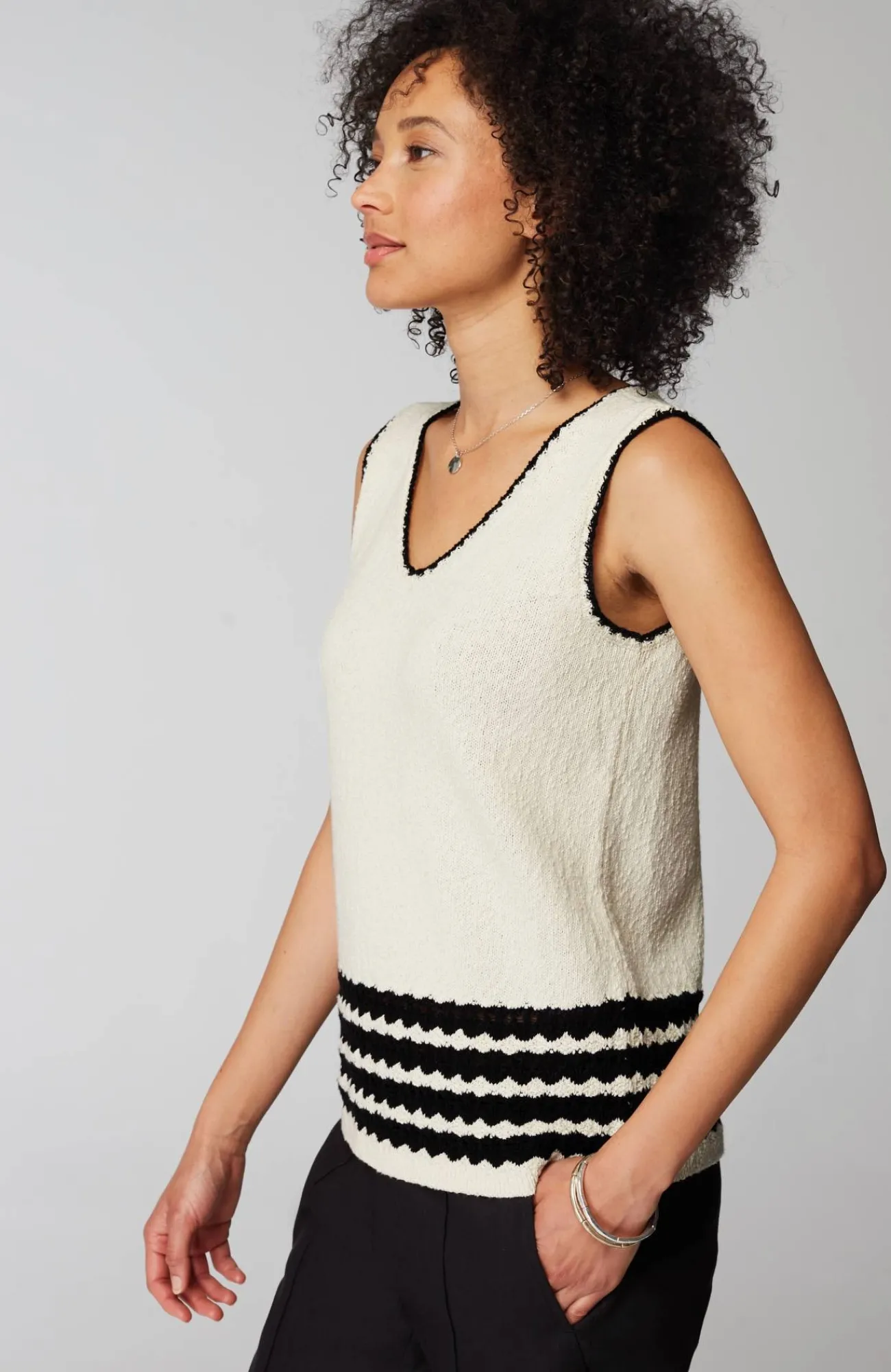 J.Jill Wavy-Stripes Textured Sweater Barley/black Discount