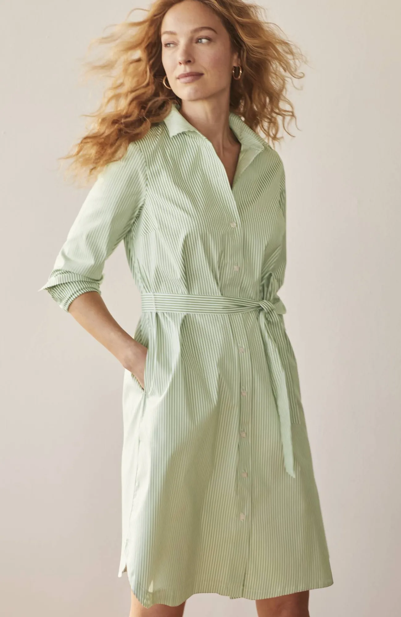 J.Jill Wearever Belted Shirtdress Mojito/white Store