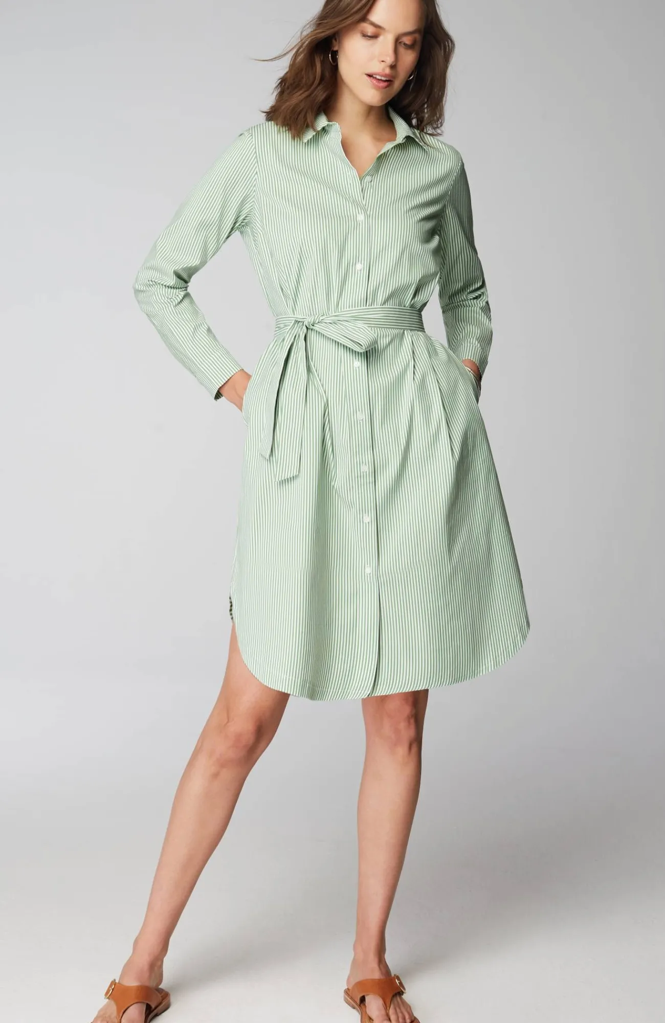 J.Jill Wearever Belted Shirtdress Mojito/white Store