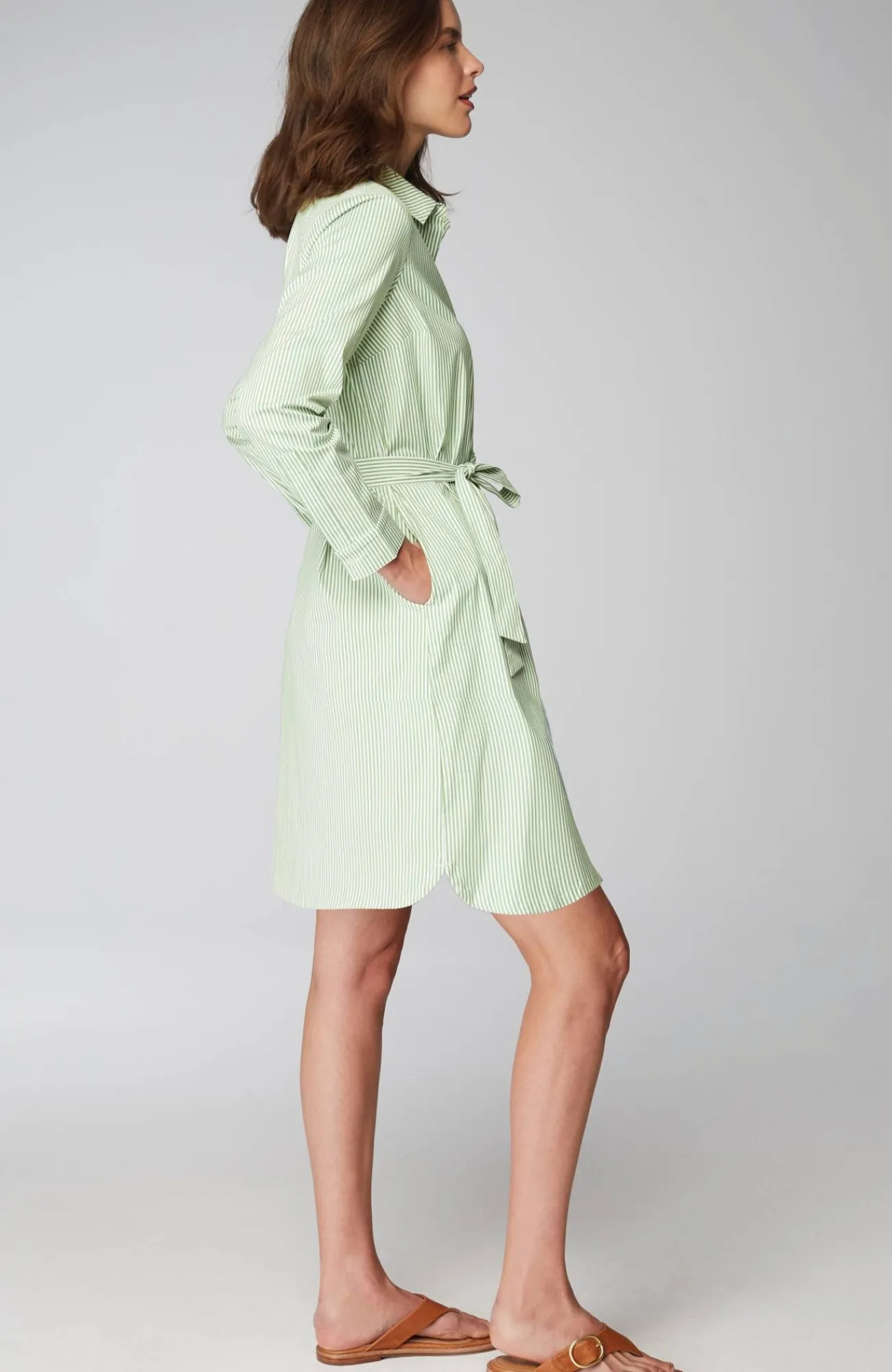 J.Jill Wearever Belted Shirtdress Mojito/white Store