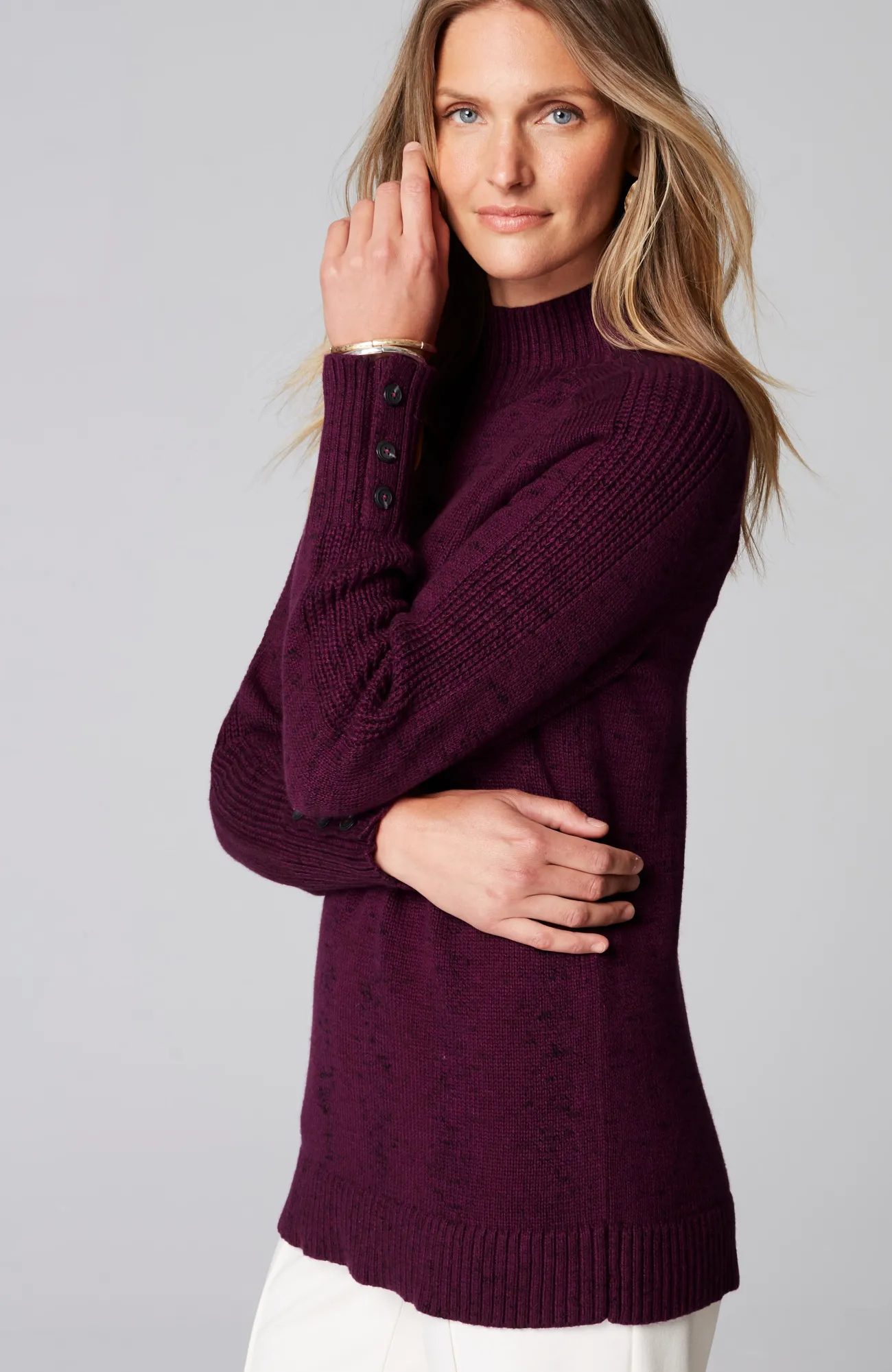 J.Jill Wearever Button-Cuffed Sweater Black Best