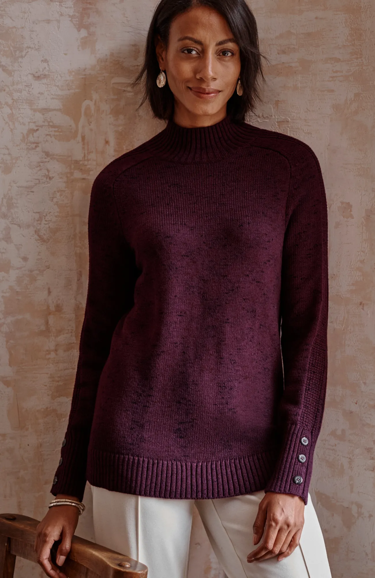 J.Jill Wearever Button-Cuffed Sweater Black Best