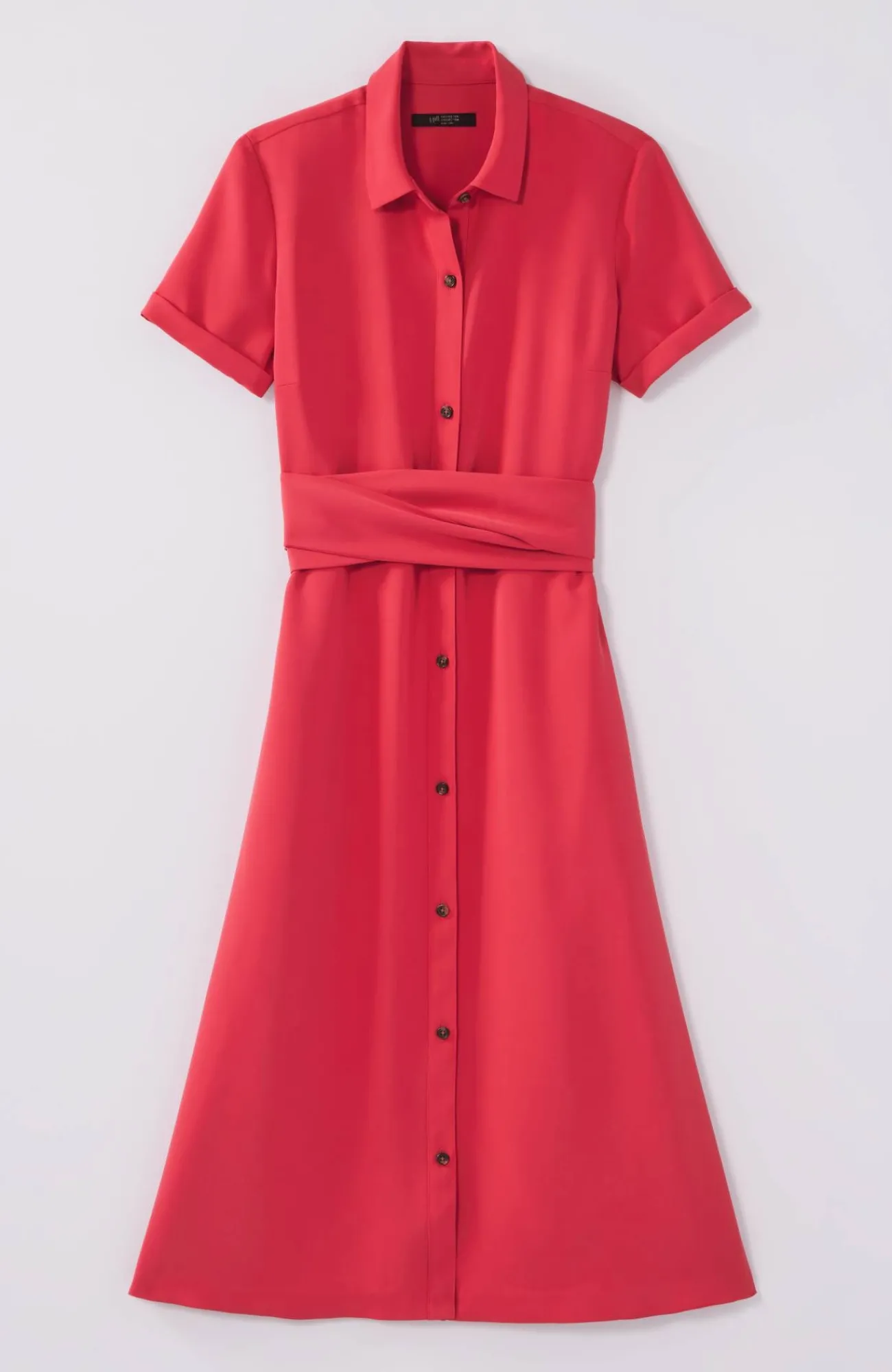 J.Jill Wearever Button-Front Belted Shirtdress Poppy Outlet