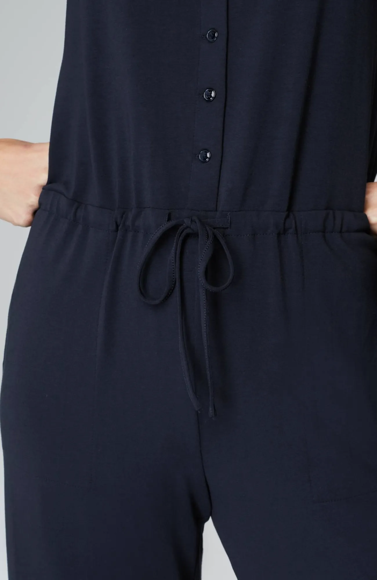 J.Jill Wearever Button-Front Jumpsuit Navy Blue Sale