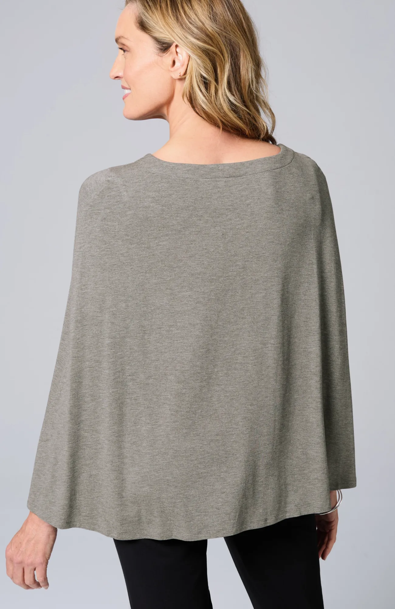 J.Jill Wearever Cape Top Dark Grey Heather Best
