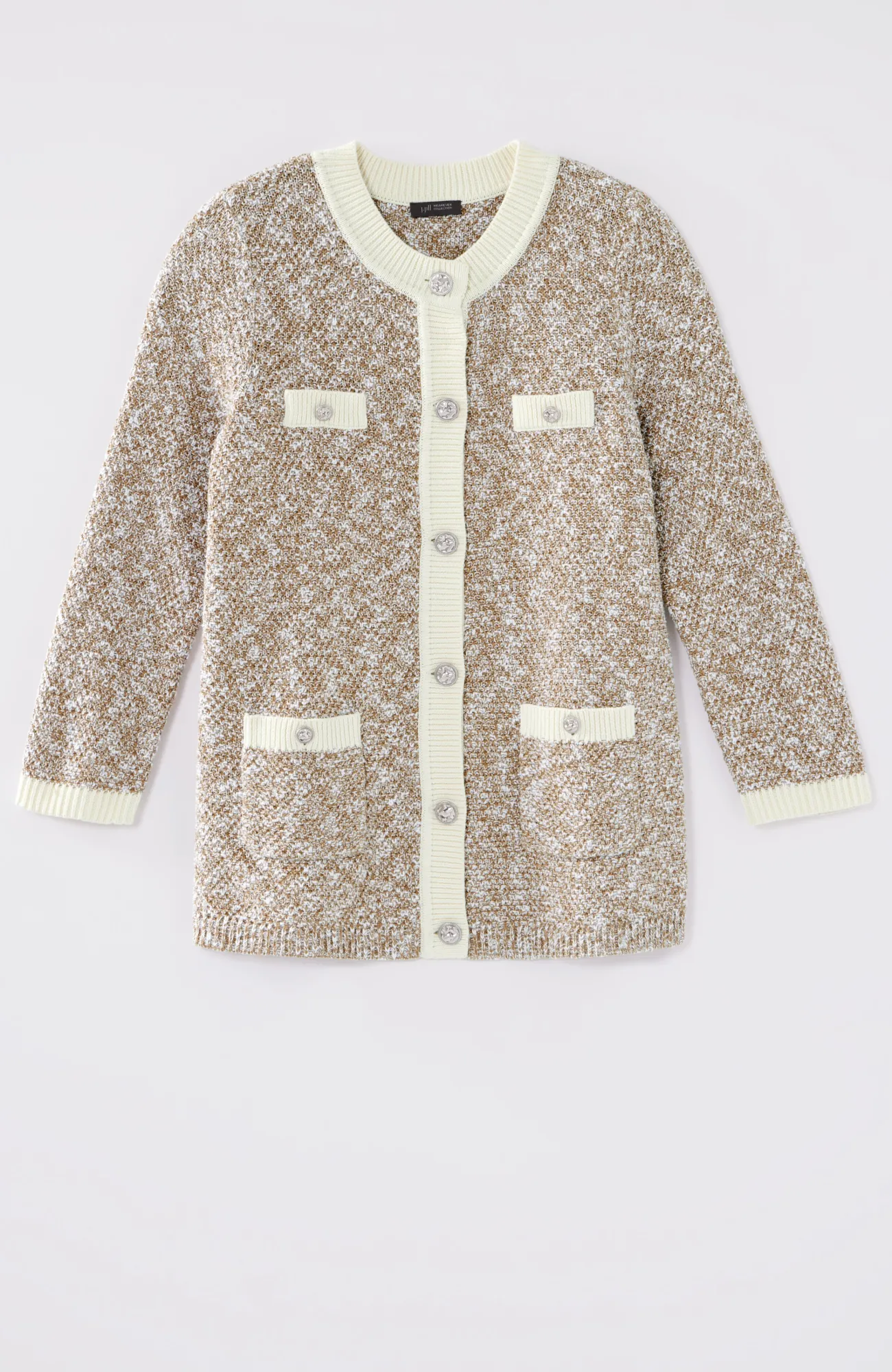 J.Jill Wearever Contrast-Trimmed Sweater-Jacket Camel/porcelain Sale