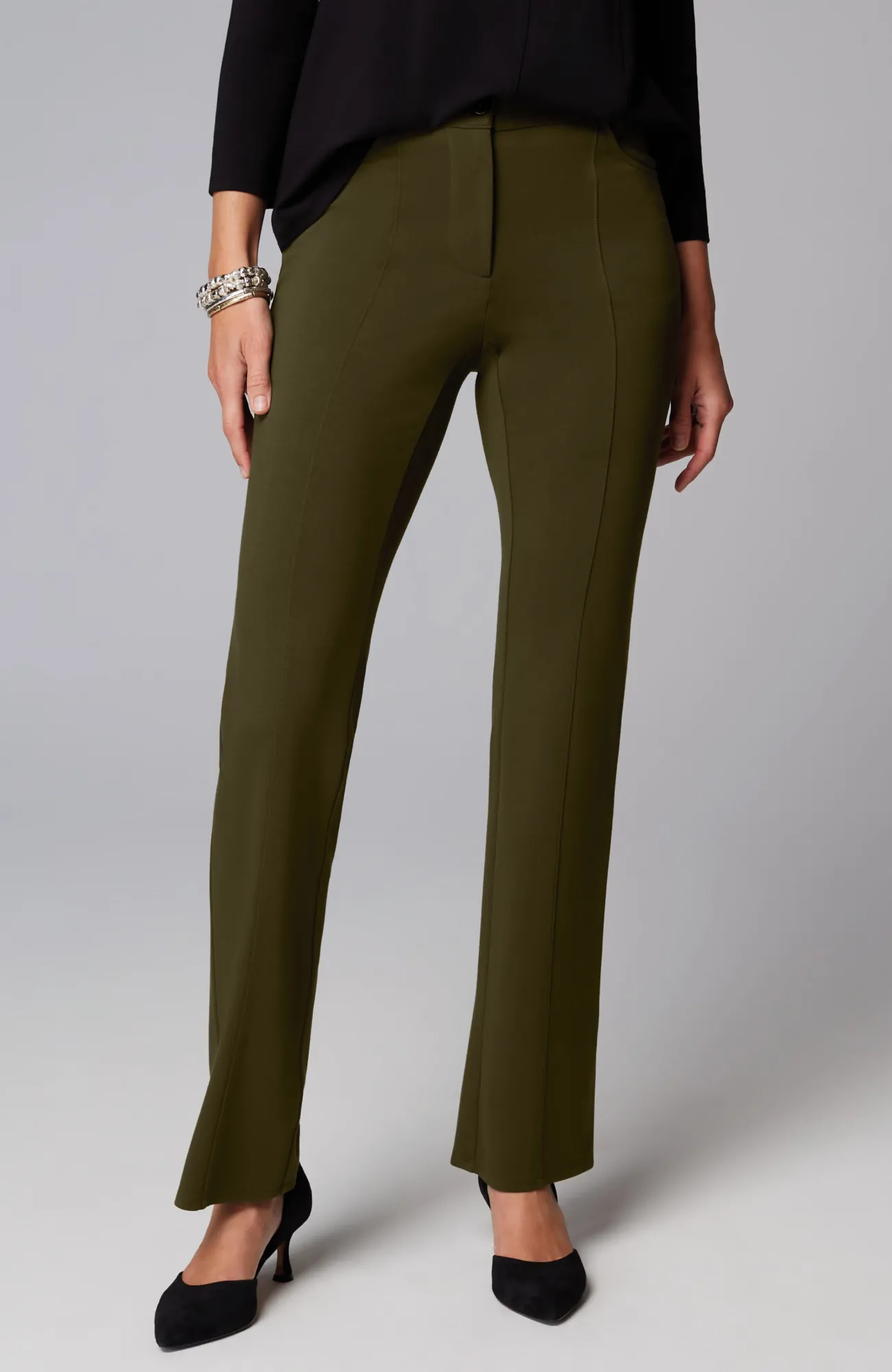J.Jill Wearever Double-Face Jersey Boot-Cut Trousers Outlet
