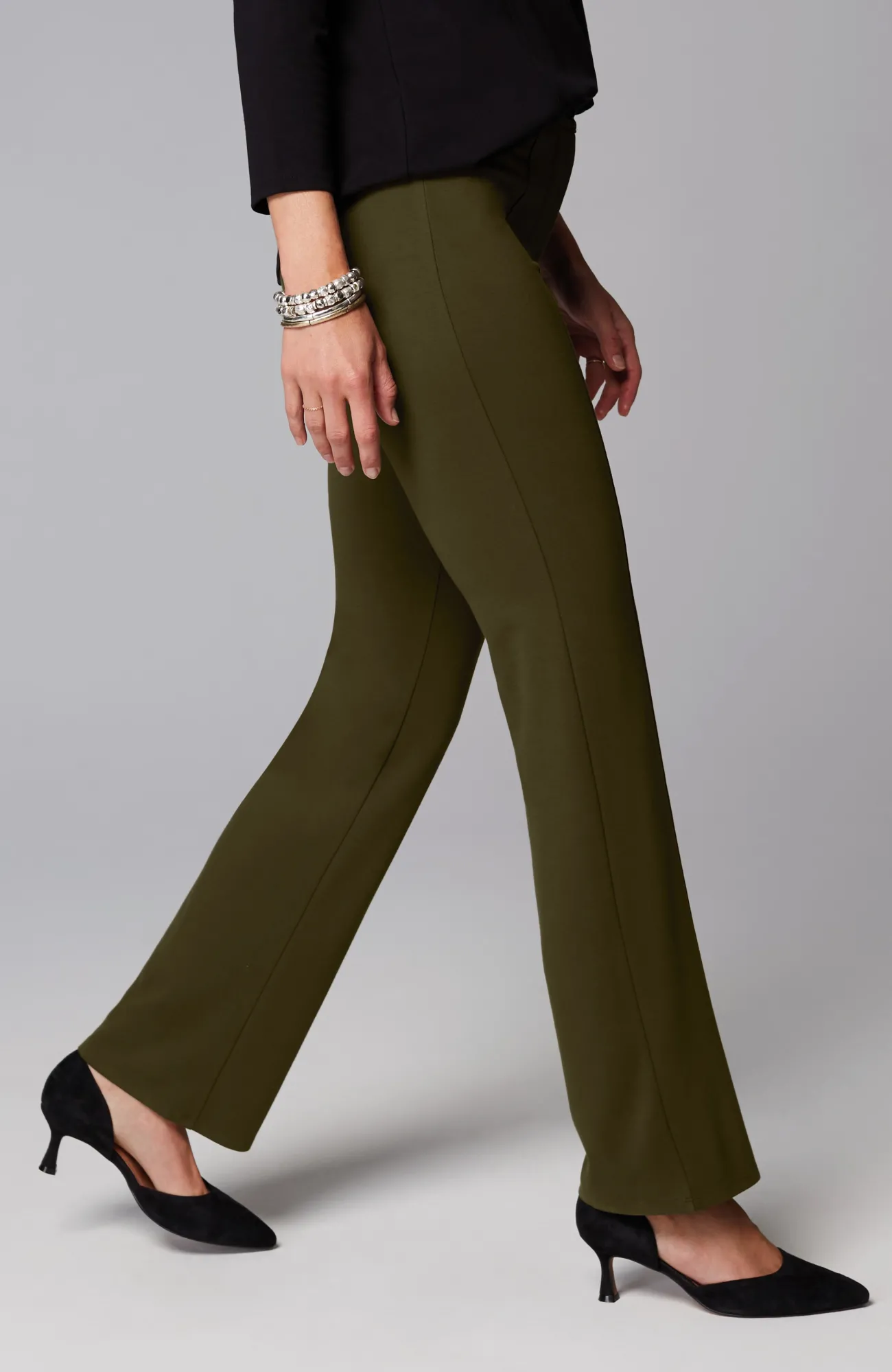 J.Jill Wearever Double-Face Jersey Boot-Cut Trousers Outlet