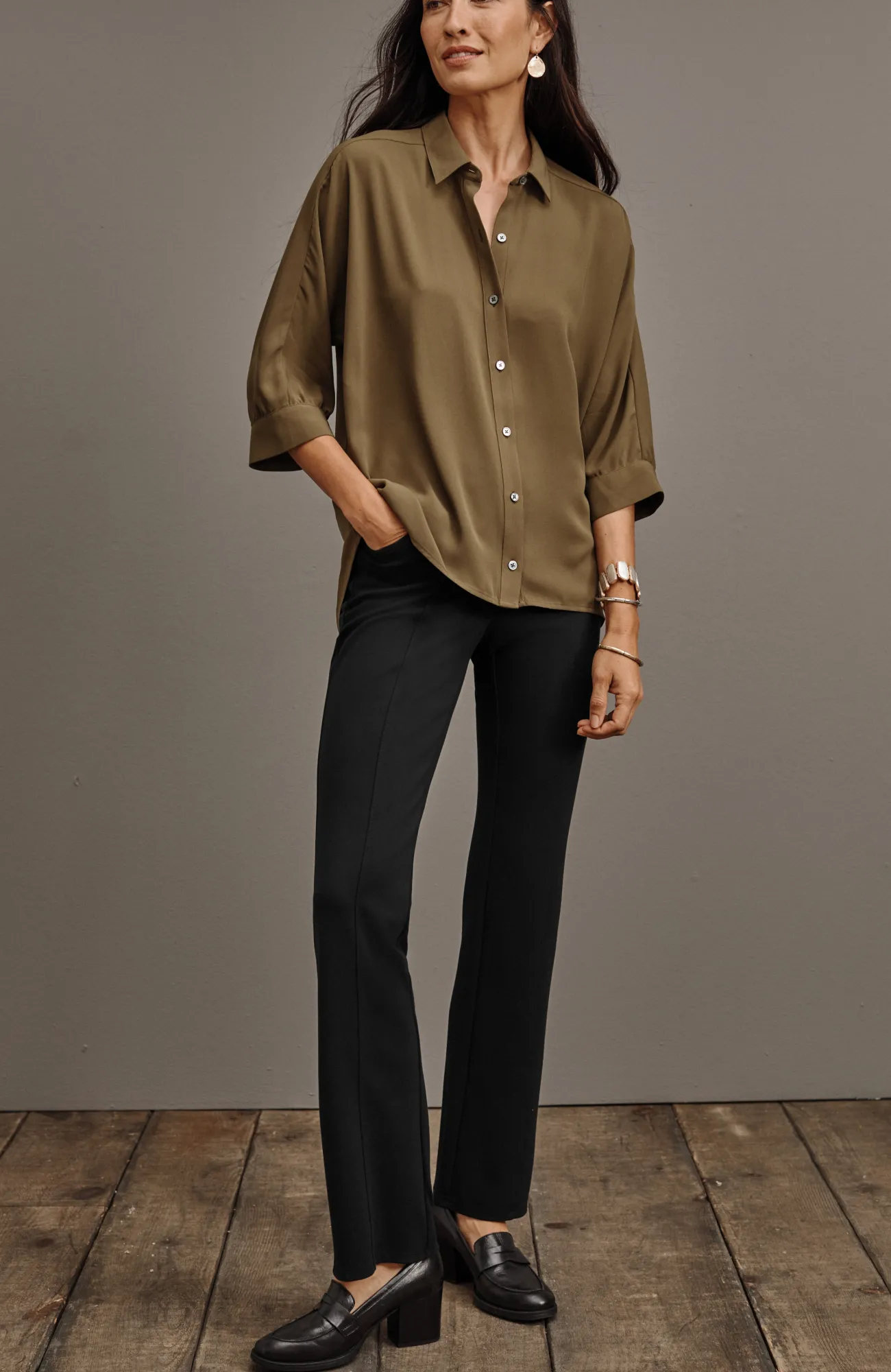 J.Jill Wearever Double-Face Jersey Boot-Cut Trousers Outlet