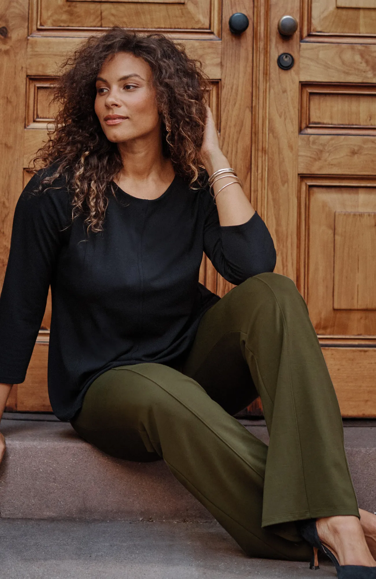 J.Jill Wearever Double-Face Jersey Boot-Cut Trousers Outlet