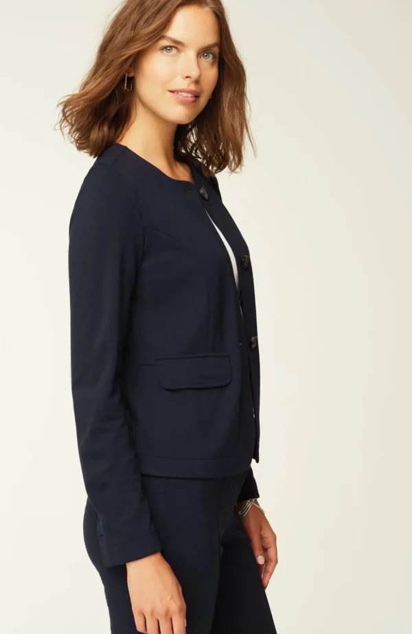 J.Jill Wearever Double-Face Jersey 3-Button Jacket Black Cherry Discount