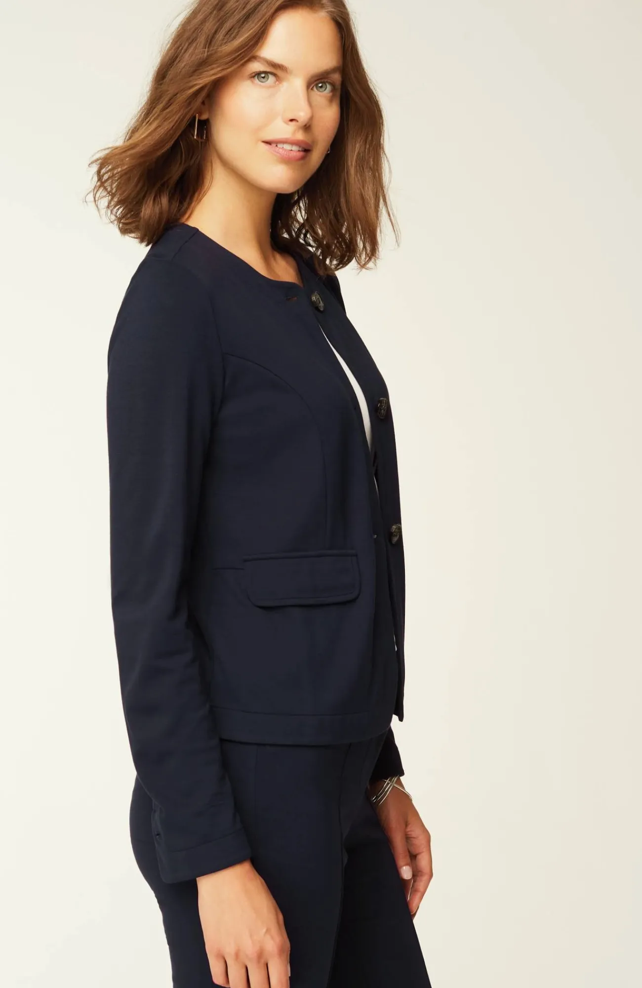 J.Jill Wearever Double-Face Jersey 3-Button Jacket Black Cherry Discount