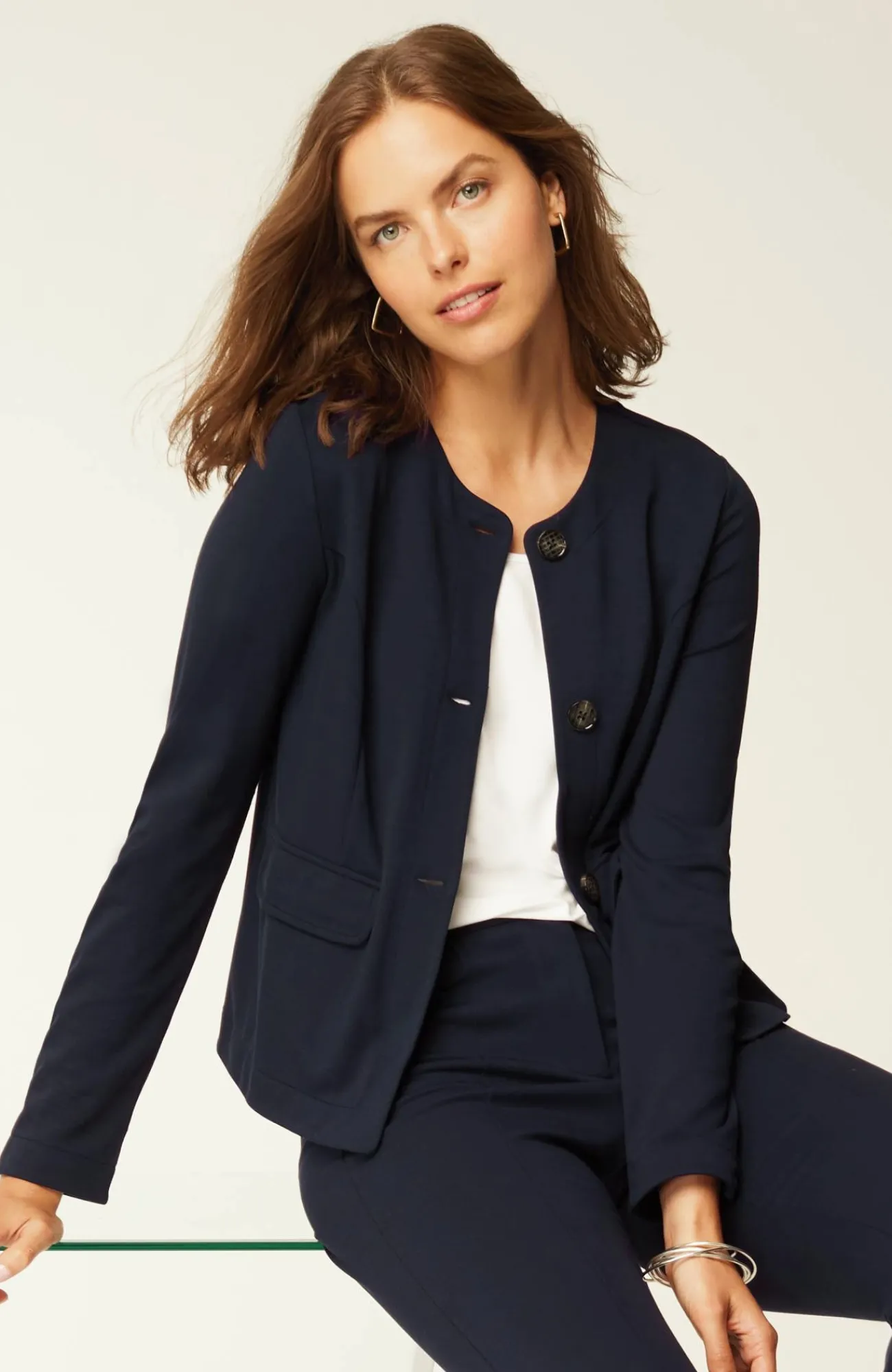 J.Jill Wearever Double-Face Jersey 3-Button Jacket Black Cherry Discount