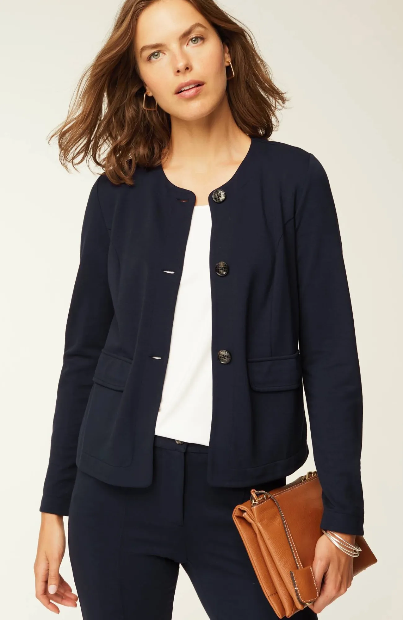 J.Jill Wearever Double-Face Jersey 3-Button Jacket Black Cherry Discount