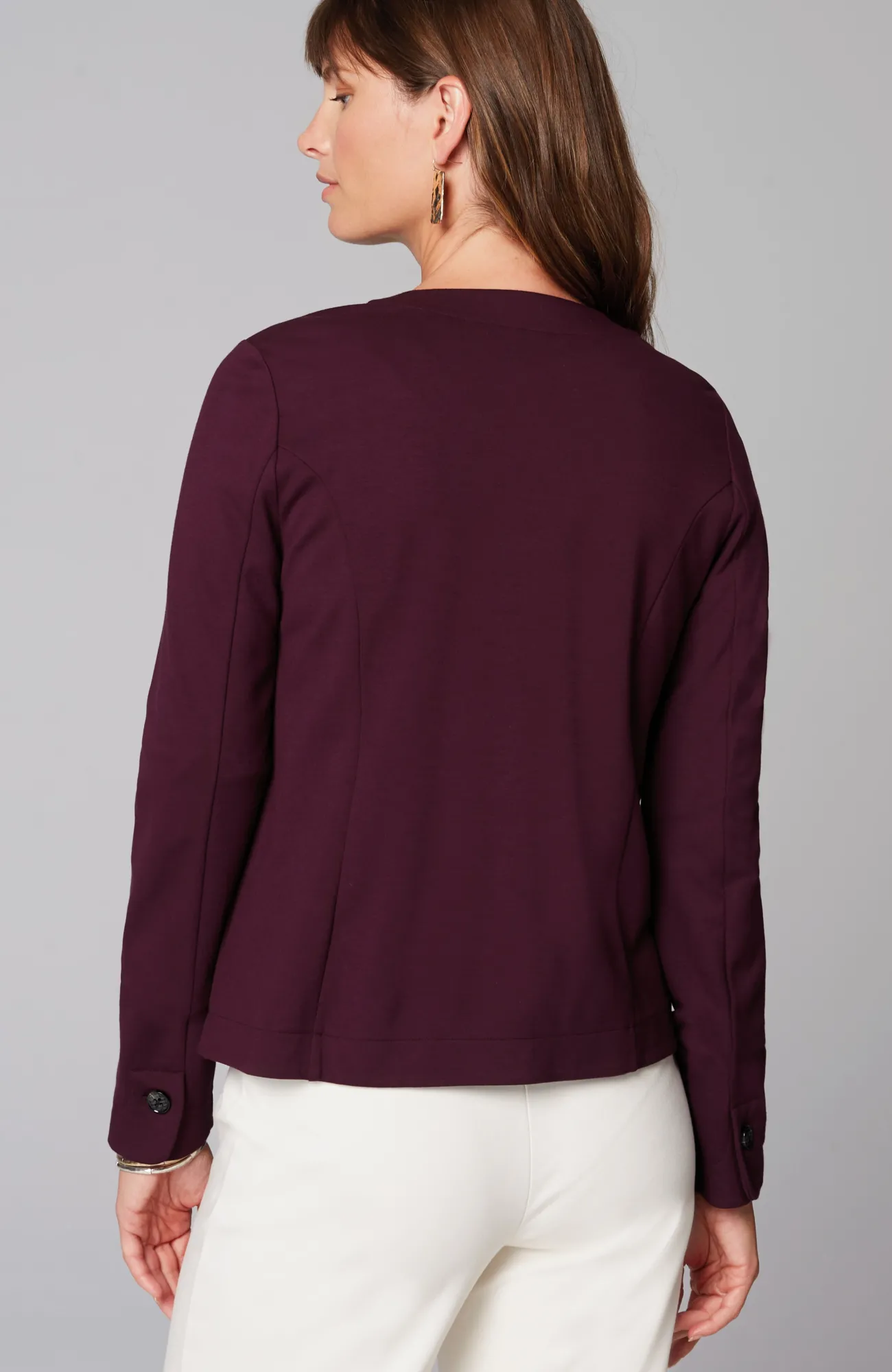 J.Jill Wearever Double-Face Jersey 3-Button Jacket Black Cherry Discount