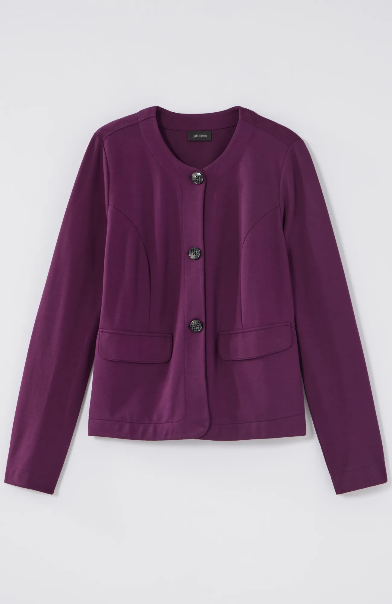 J.Jill Wearever Double-Face Jersey 3-Button Jacket Black Cherry Discount