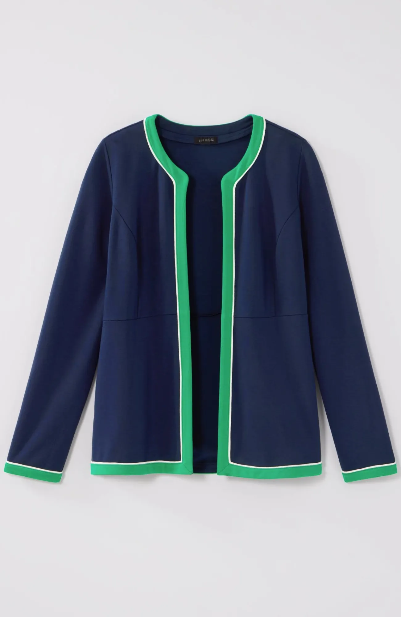 J.Jill Wearever Double-Face Jersey Contrast-Trim Jacket Navy Blue Multi Outlet